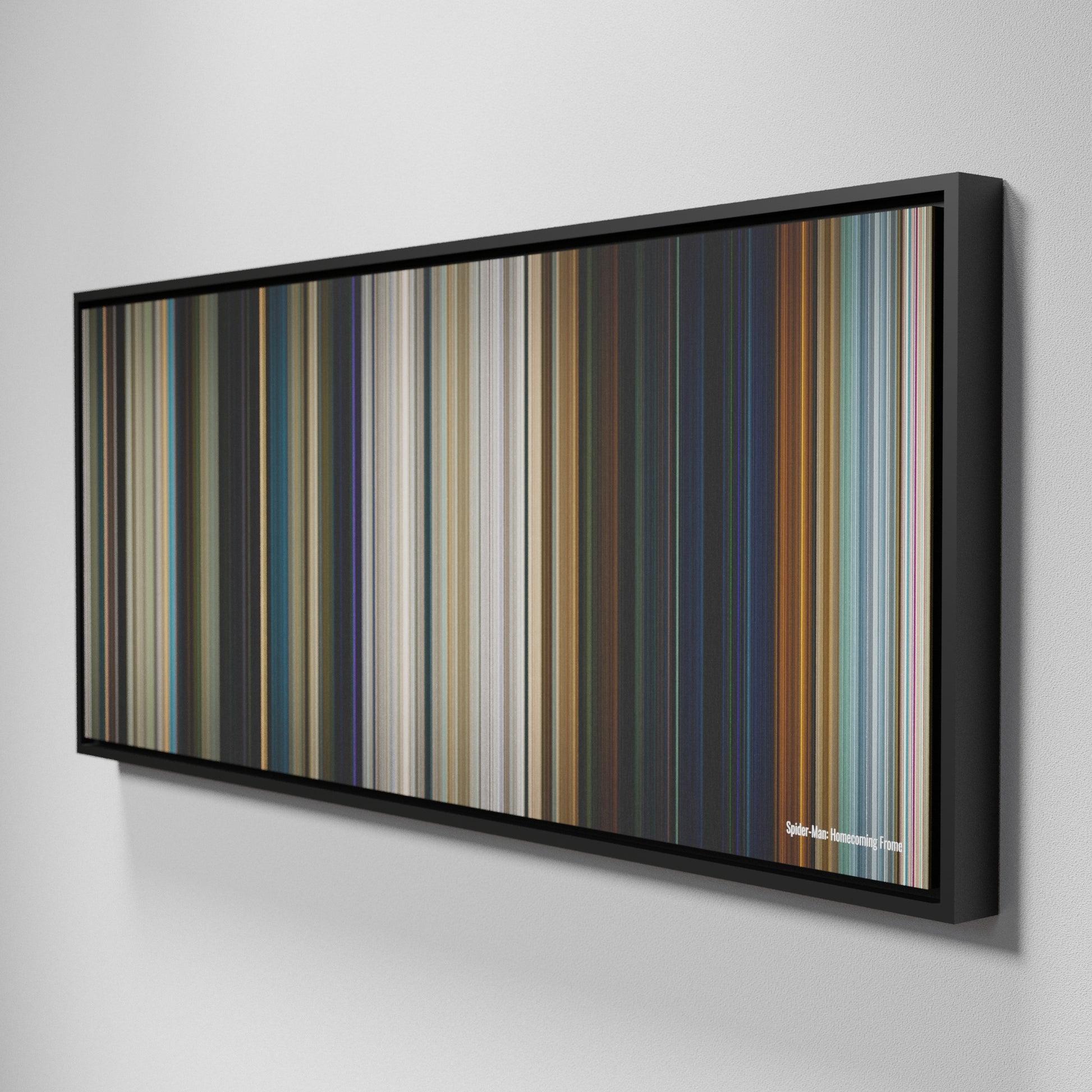 Side view of Framed Buff's of Spider-Man: Homecoming Frome on the wall