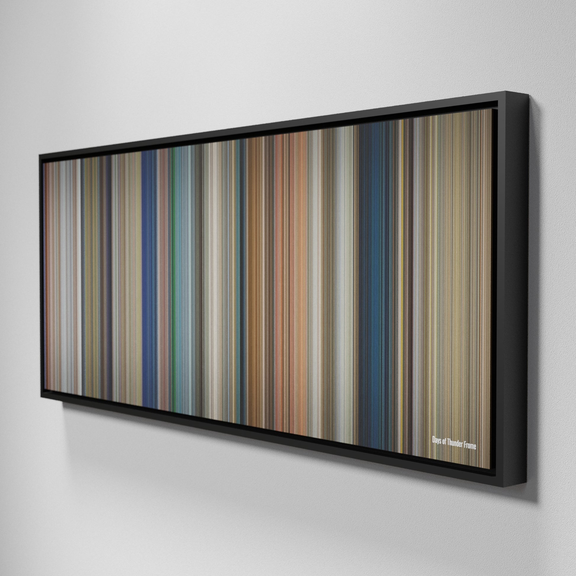 Side view of Framed Buff's of Days of Thunder Frome on the wall