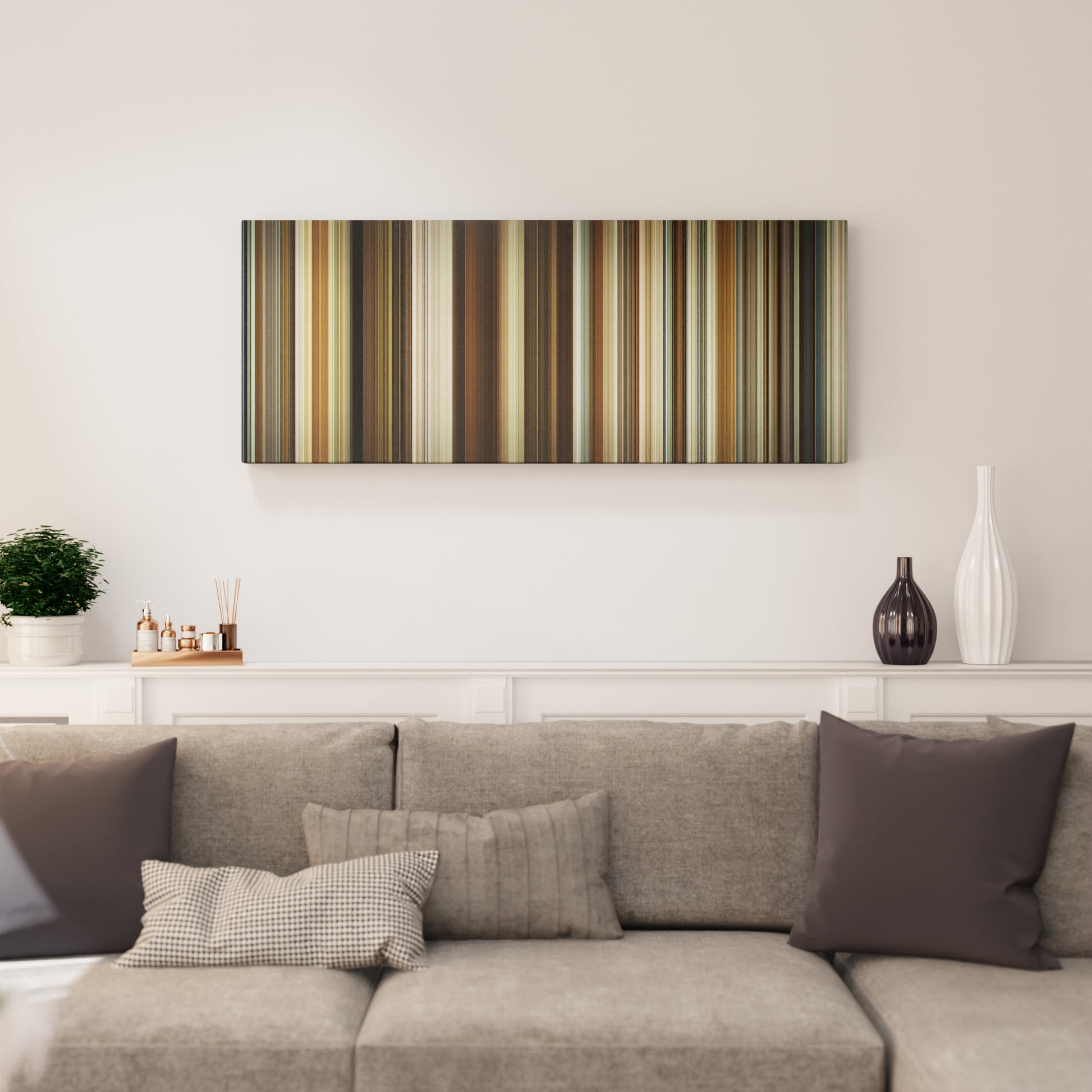 Living room interior with About Time Frome on the wall