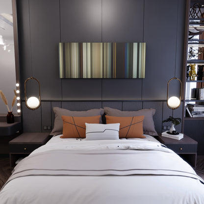 Bedroom interior with 1917 Frome on the wall