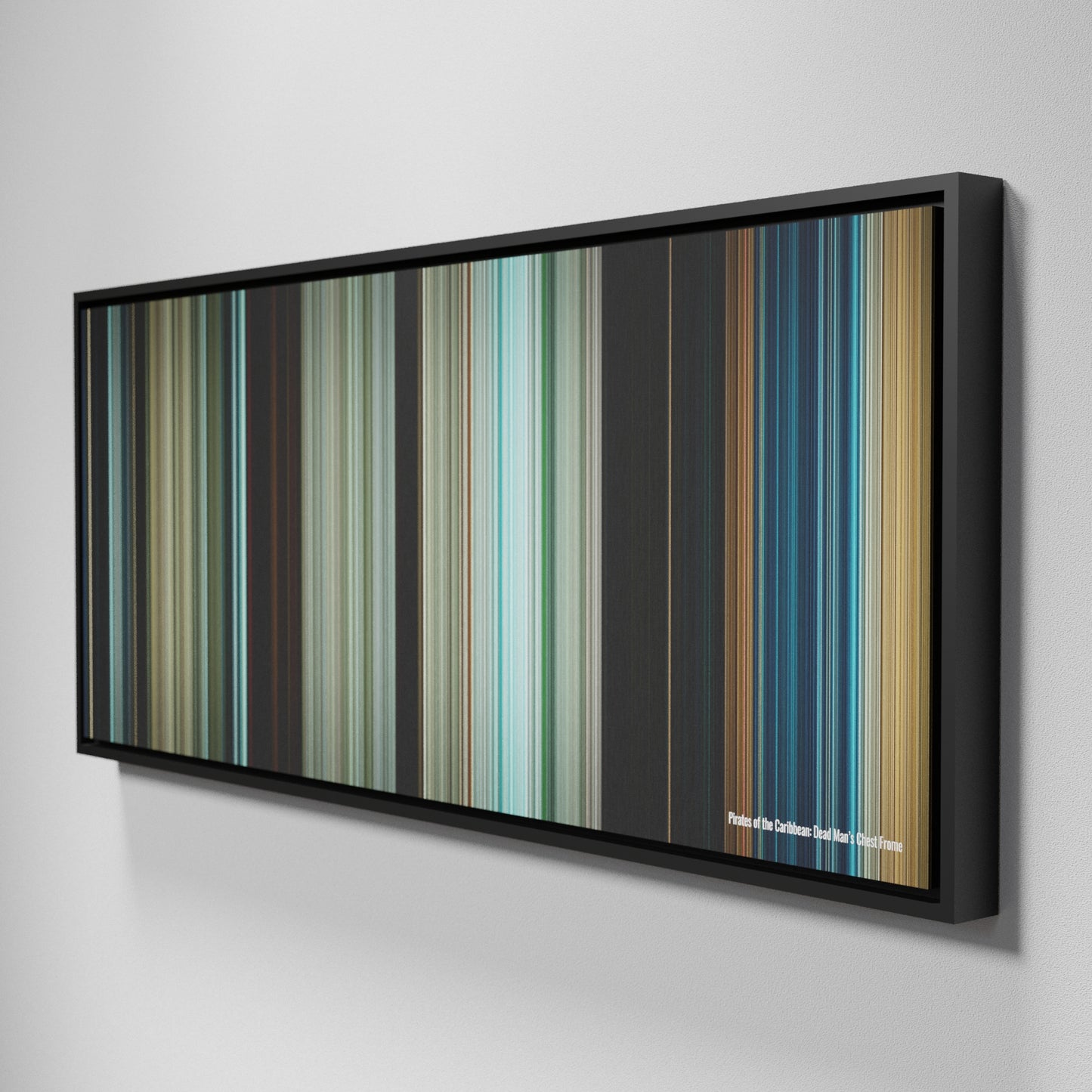 Side view of Framed Buff's of Pirates of the Caribbean: Dead Man's Chest Frome on the wall