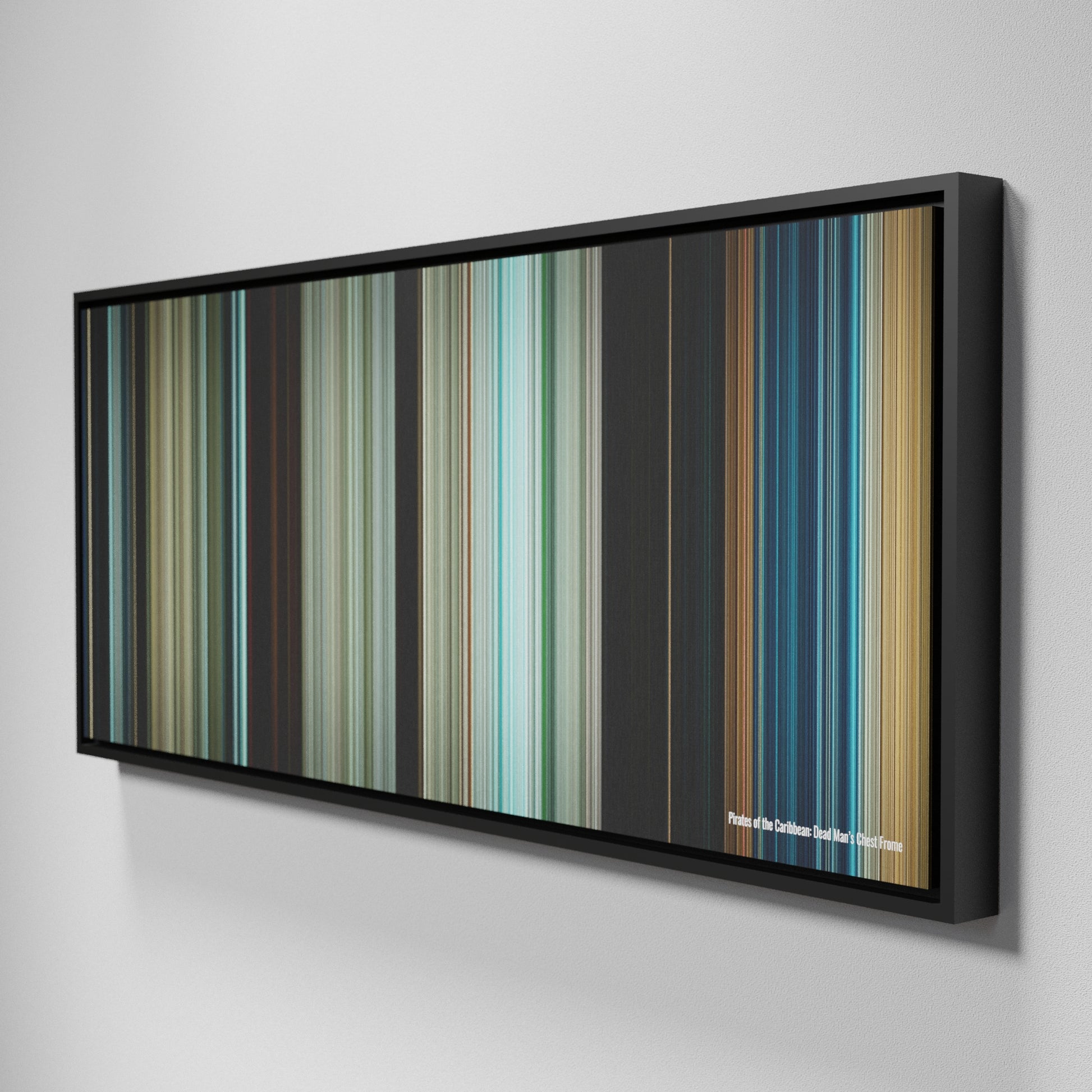 Side view of Framed Buff's of Pirates of the Caribbean: Dead Man's Chest Frome on the wall