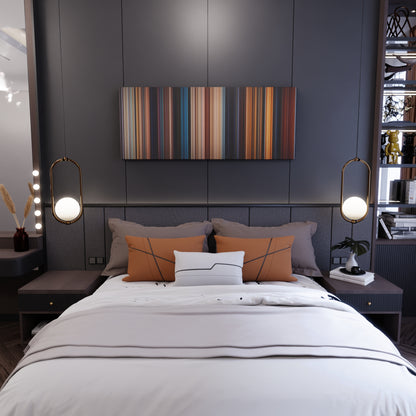 Bedroom interior with Romeo + Juliet Frome on the wall