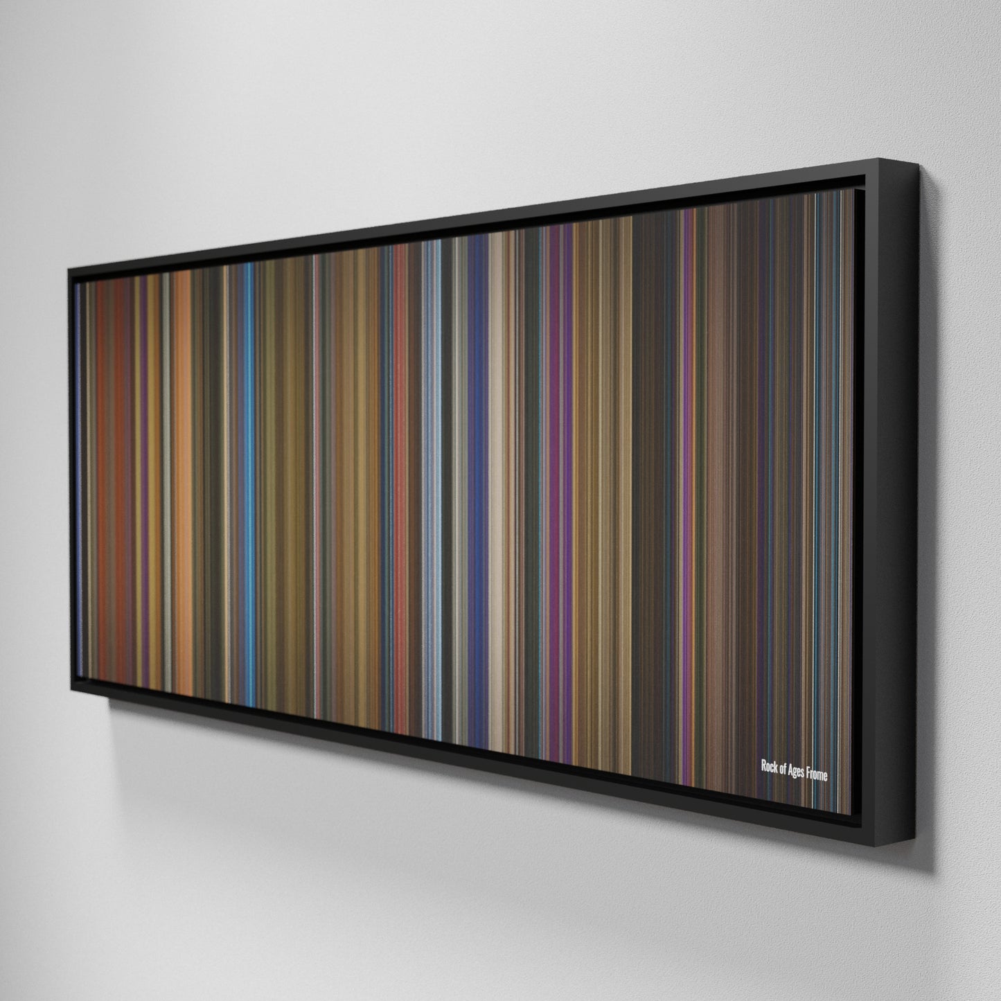 Side view of Framed Buff's of Rock of Ages Frome on the wall