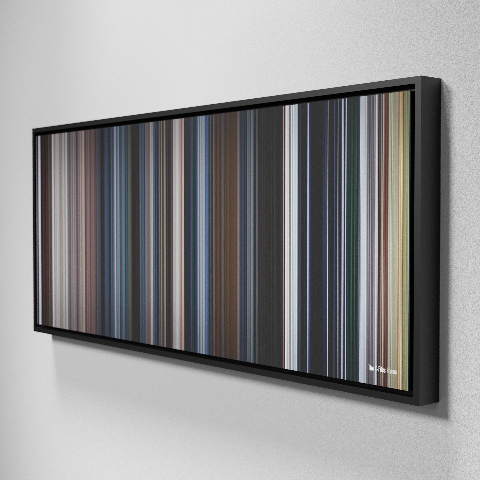 Side view of Framed Buff's of The X Files Frome on the wall