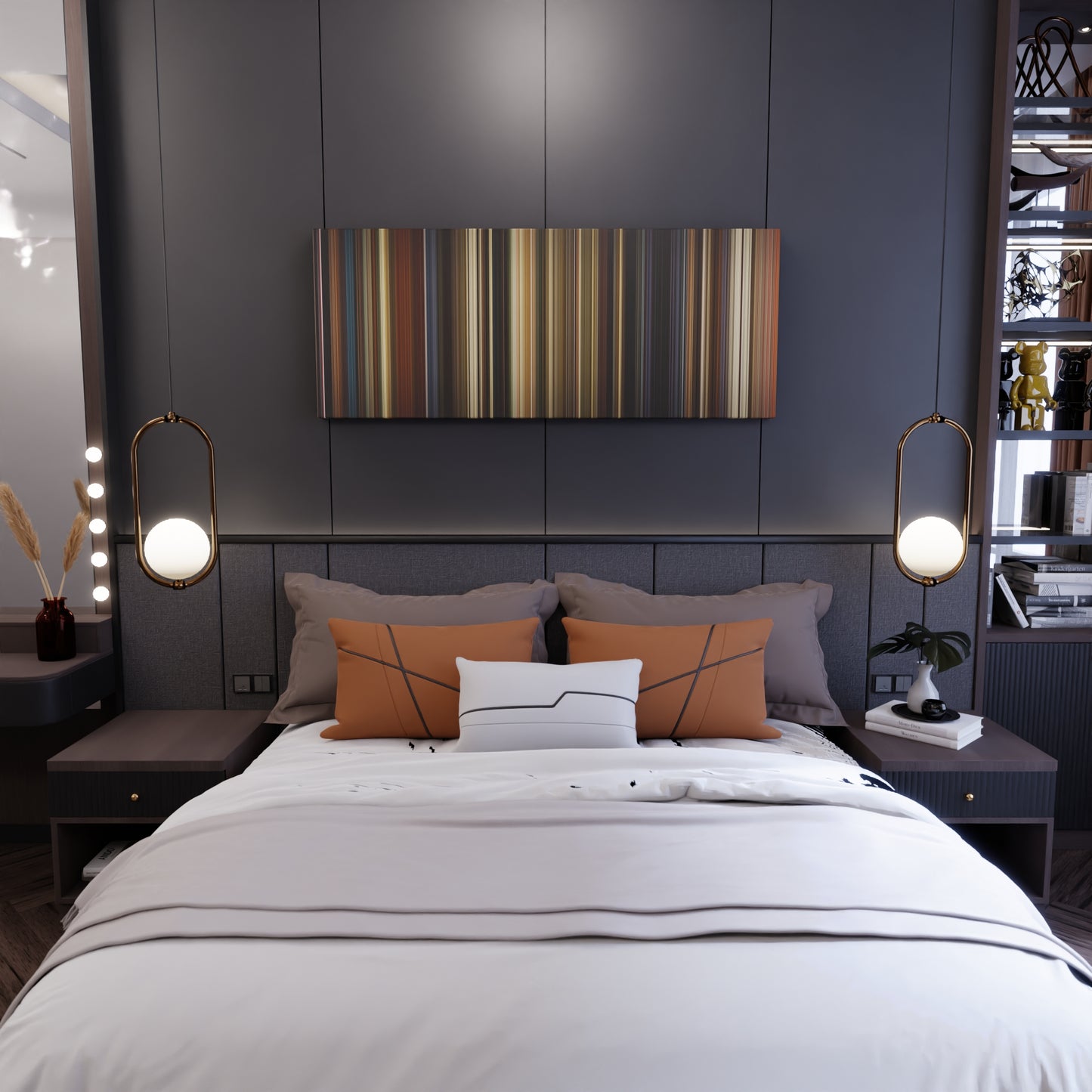 Bedroom interior with Padmaavat Frome on the wall