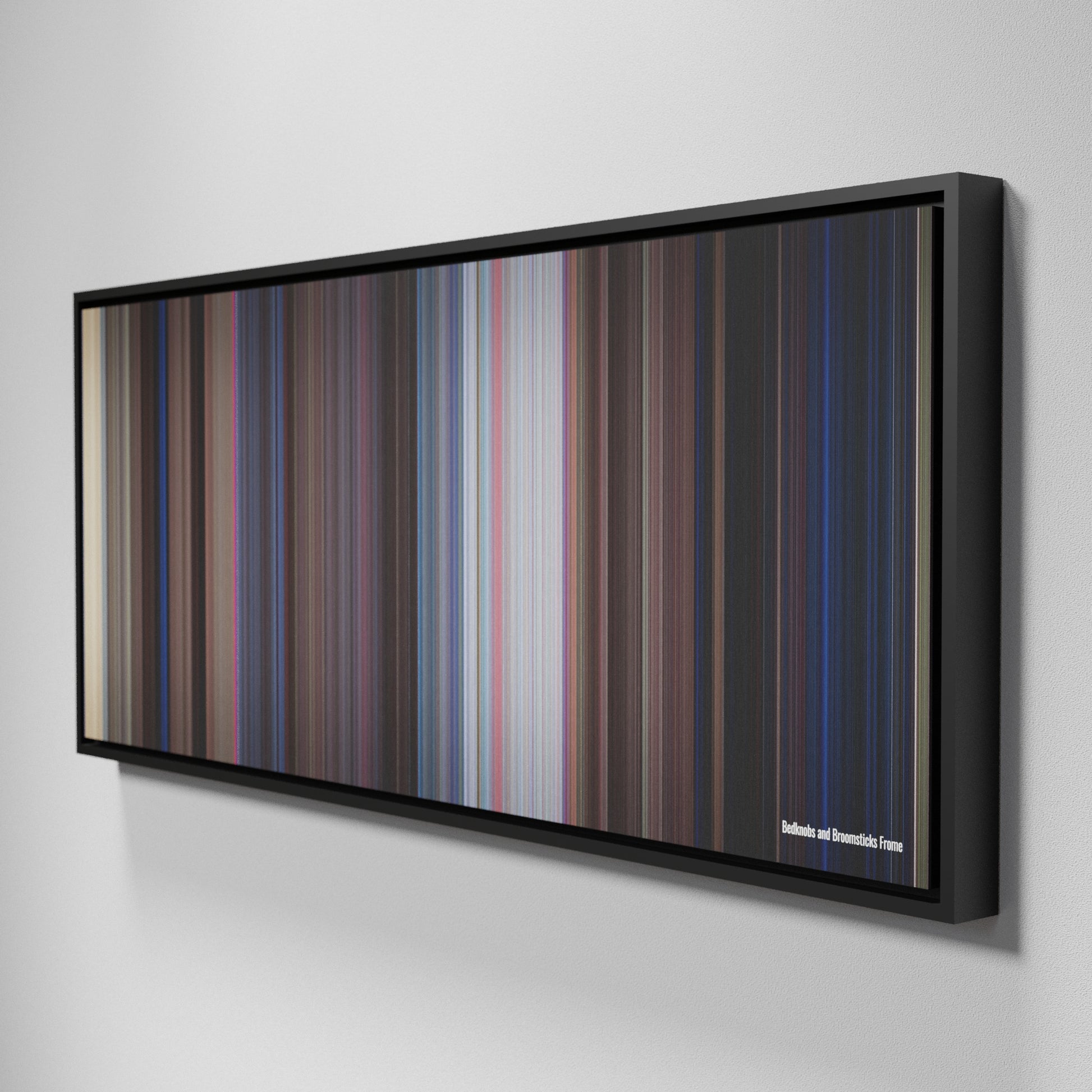 Side view of Framed Buff's of Bedknobs and Broomsticks Frome on the wall