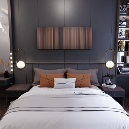 Bedroom interior with Sister Act Frome on the wall