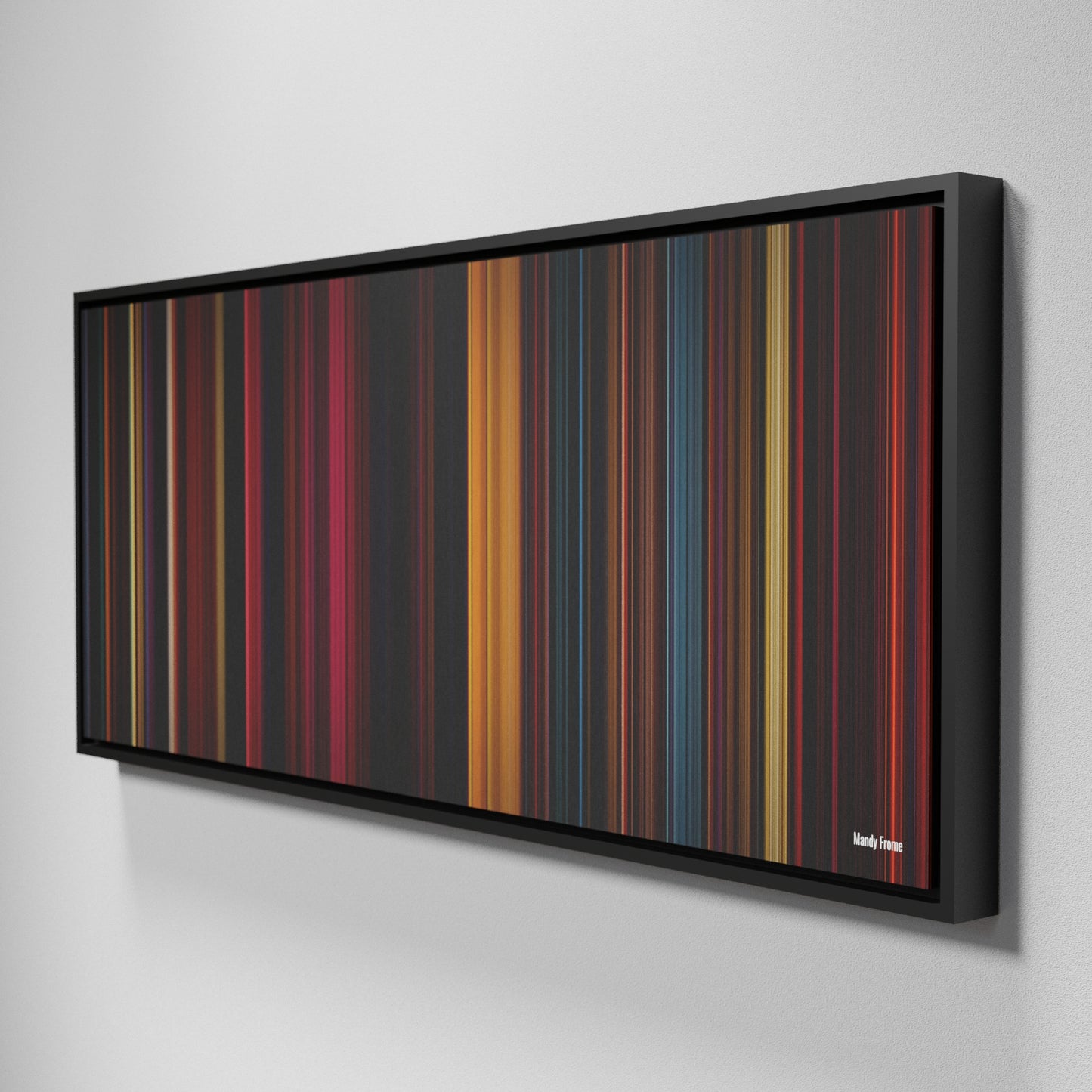 Side view of Framed Buff's of Mandy Frome on the wall