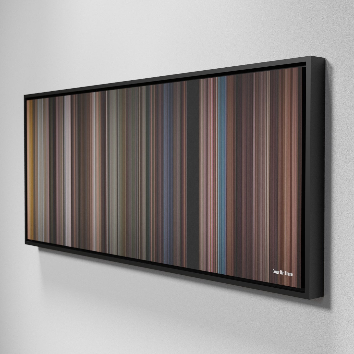 Side view of Framed Buff's of Cover Girl Frome on the wall