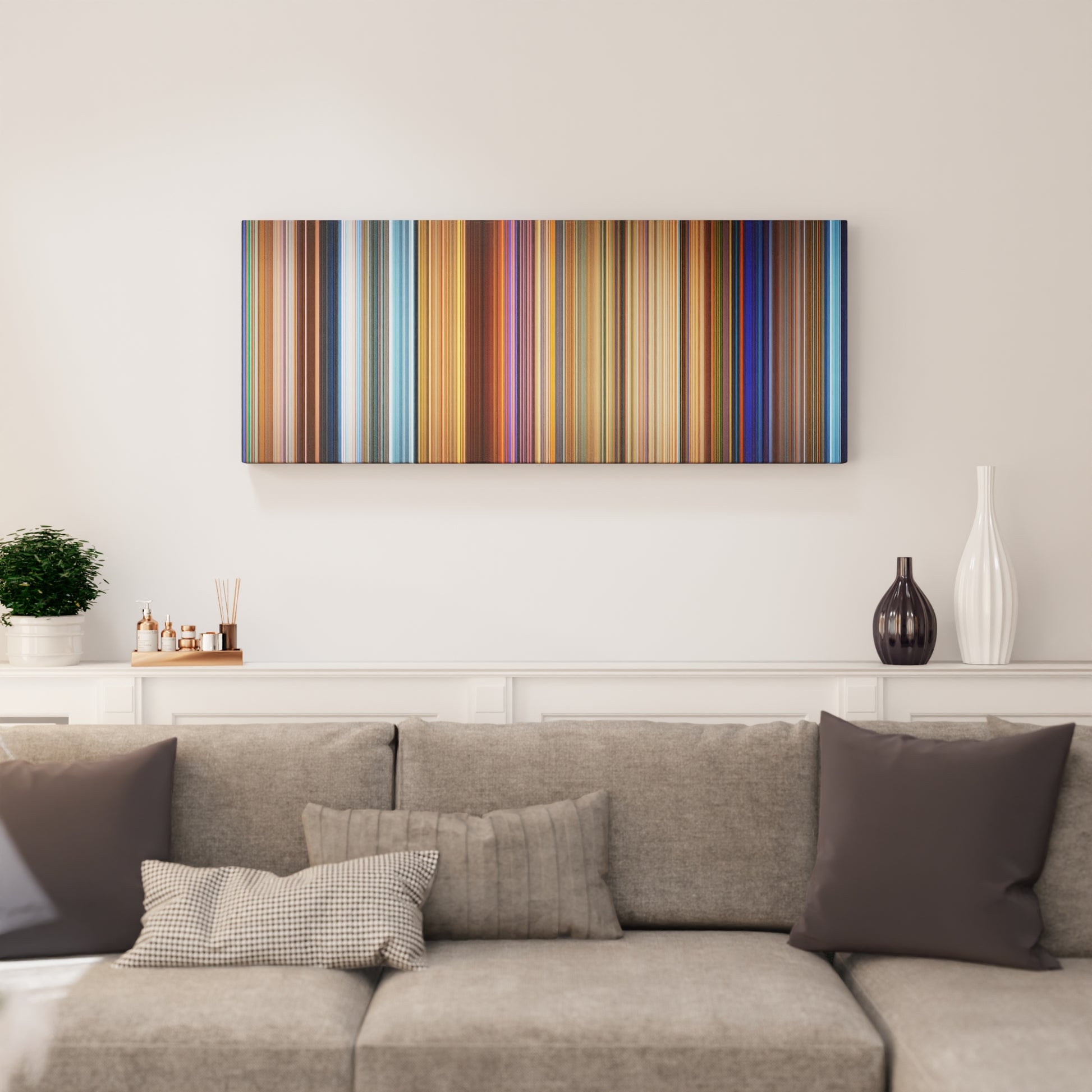 Living room interior with The Road to El Dorado Frome on the wall