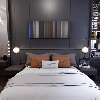 Bedroom interior with A Matter of Life and Death Frome on the wall