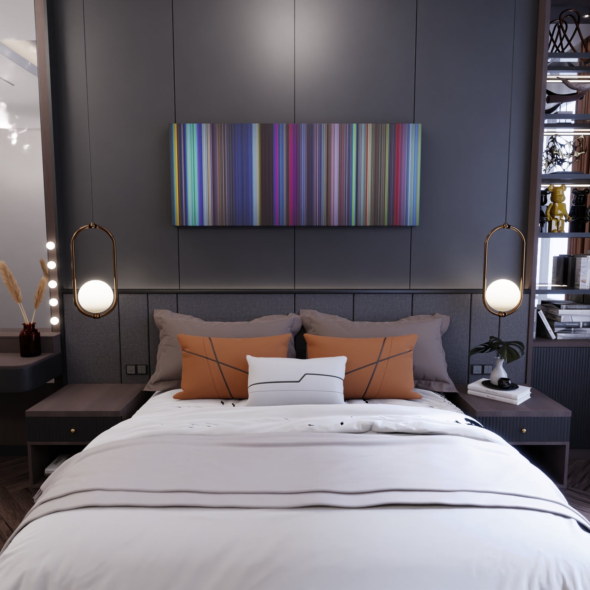 Bedroom interior with The Last Unicorn Frome on the wall