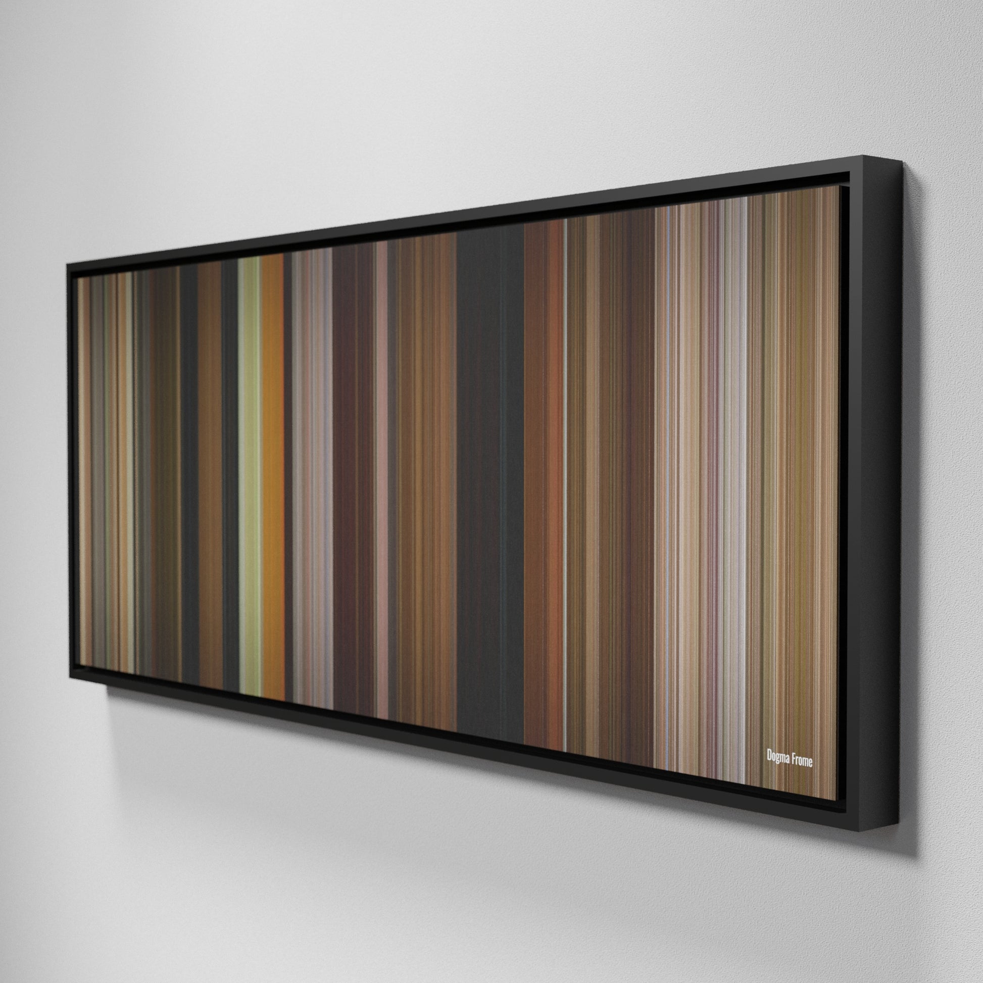 Side view of Framed Buff's of Dogma Frome on the wall