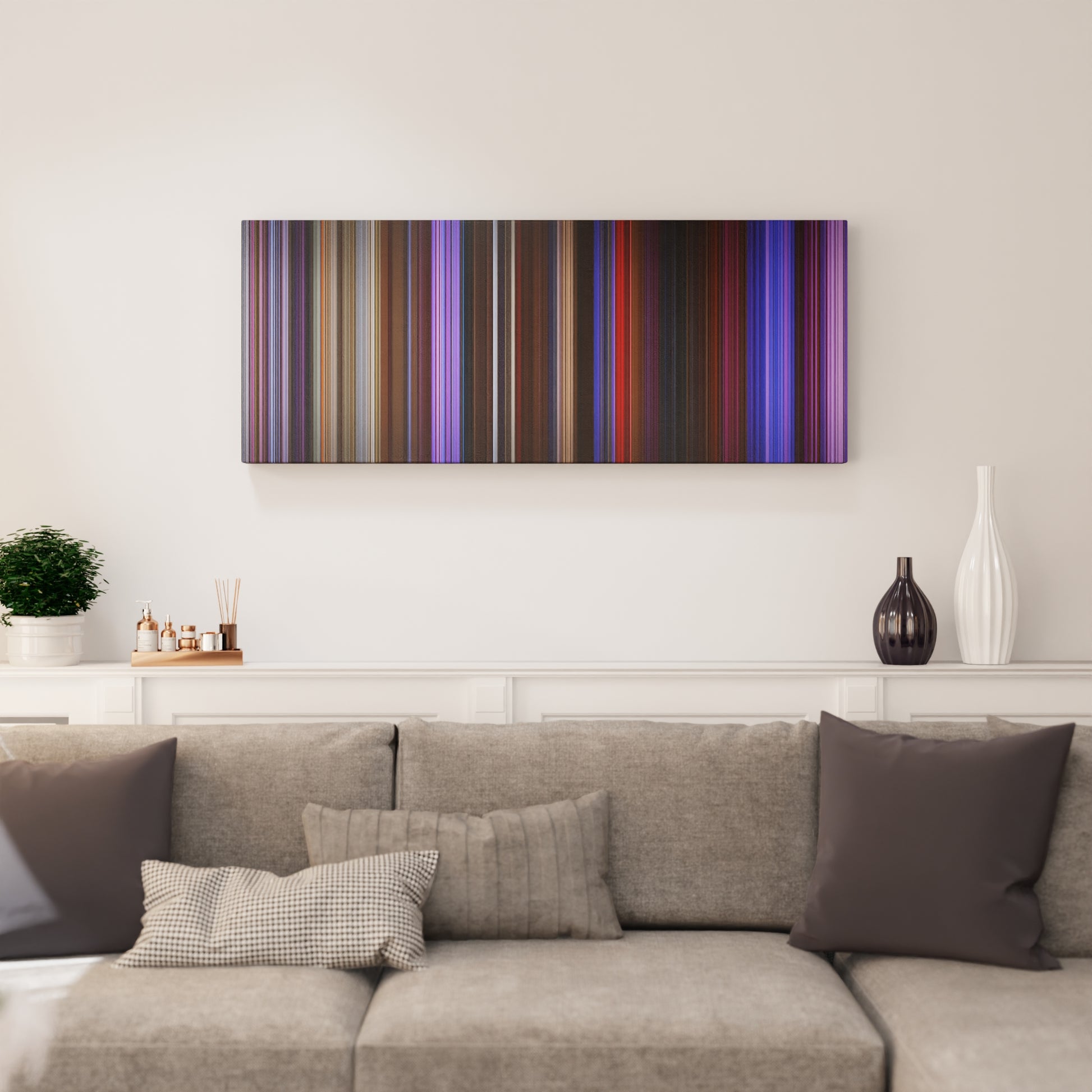 Living room interior with Purple Rain Frome on the wall