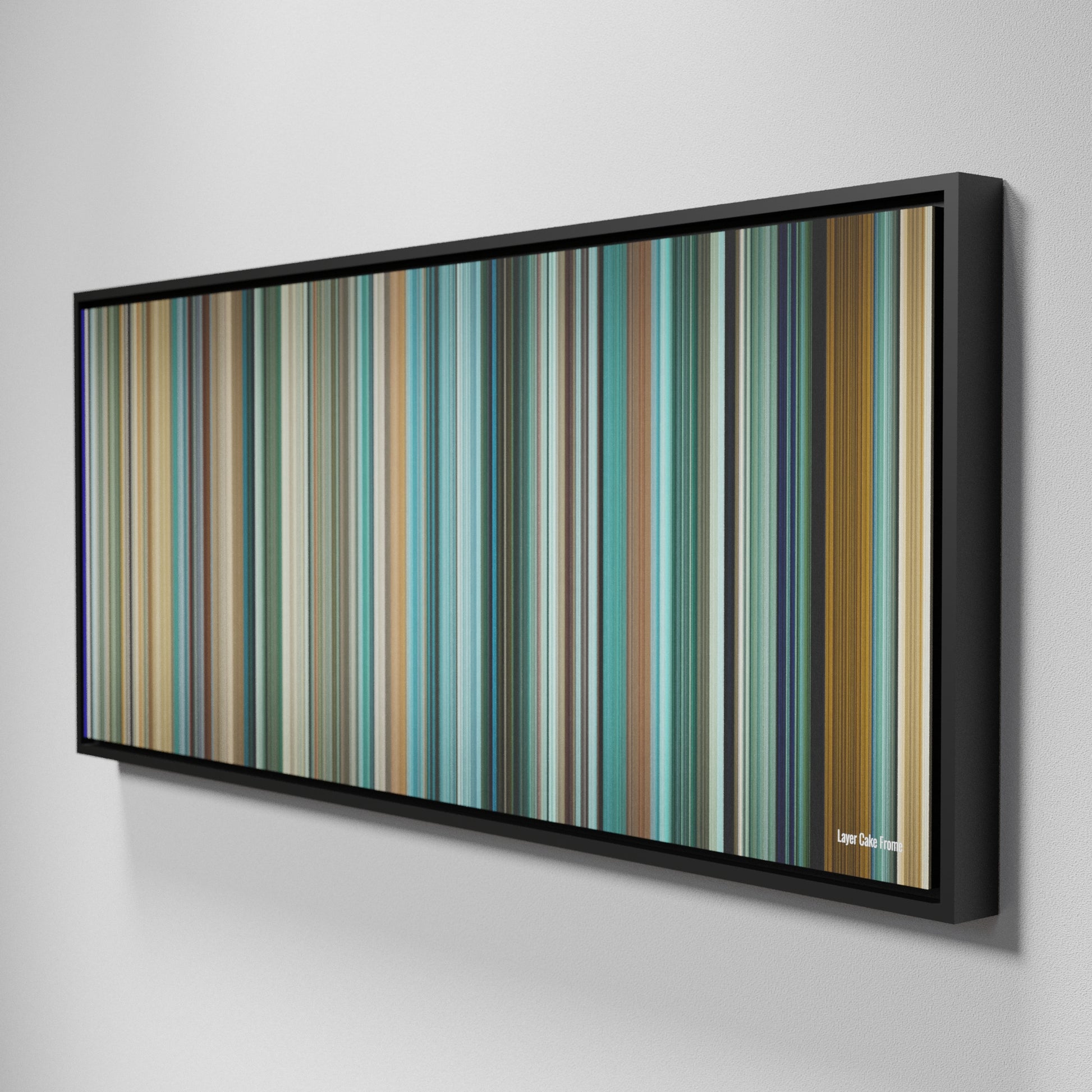 Side view of Framed Buff's of Layer Cake Frome on the wall