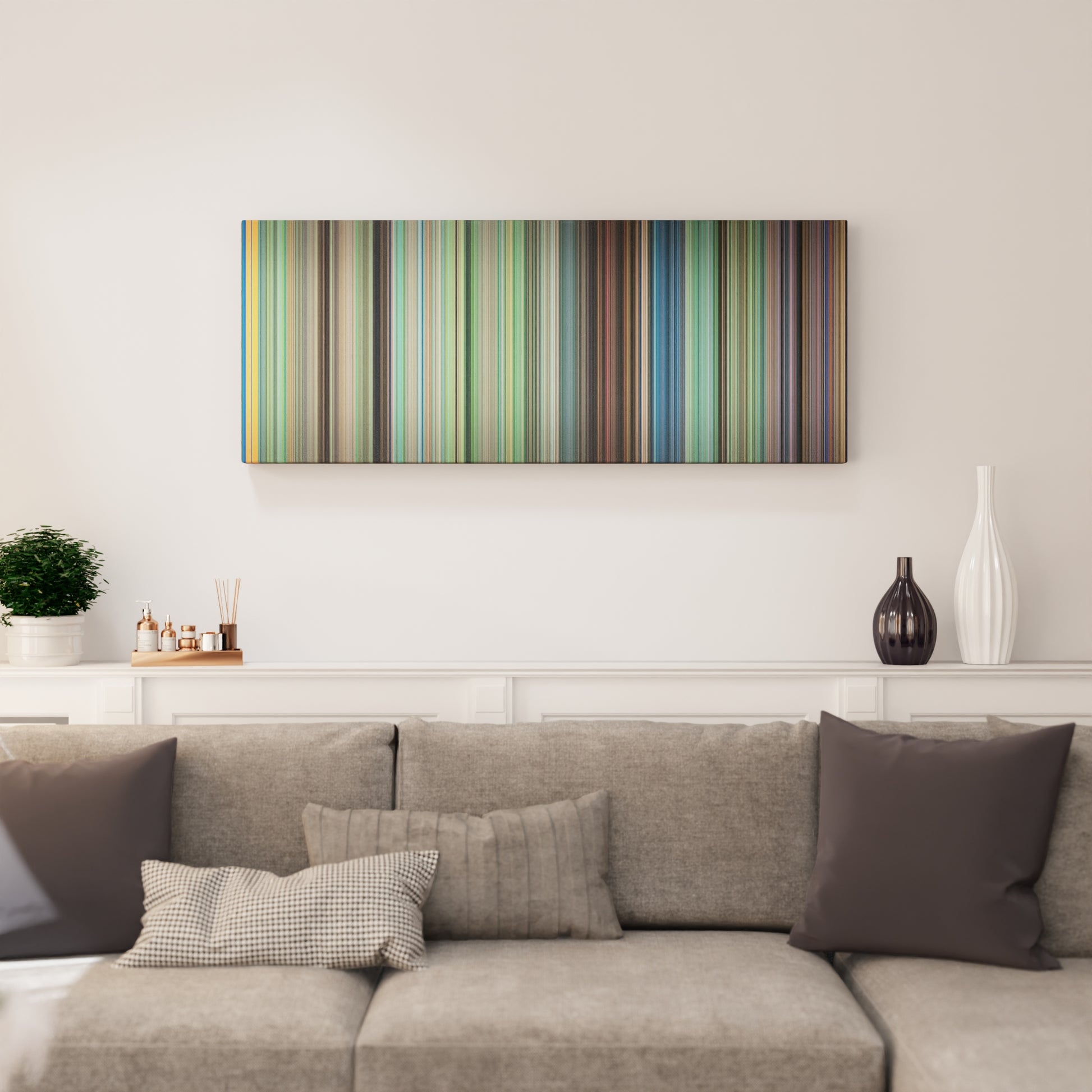 Living room interior with My Neighbor Totoro Frome on the wall