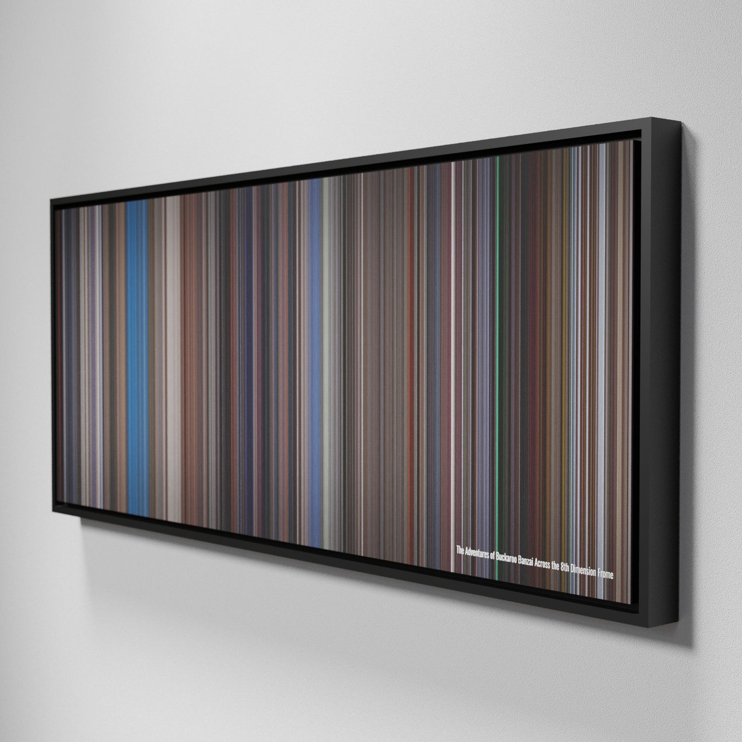 Side view of Framed Buff's of The Adventures of Buckaroo Banzai Across the 8th Dimension Frome on the wall