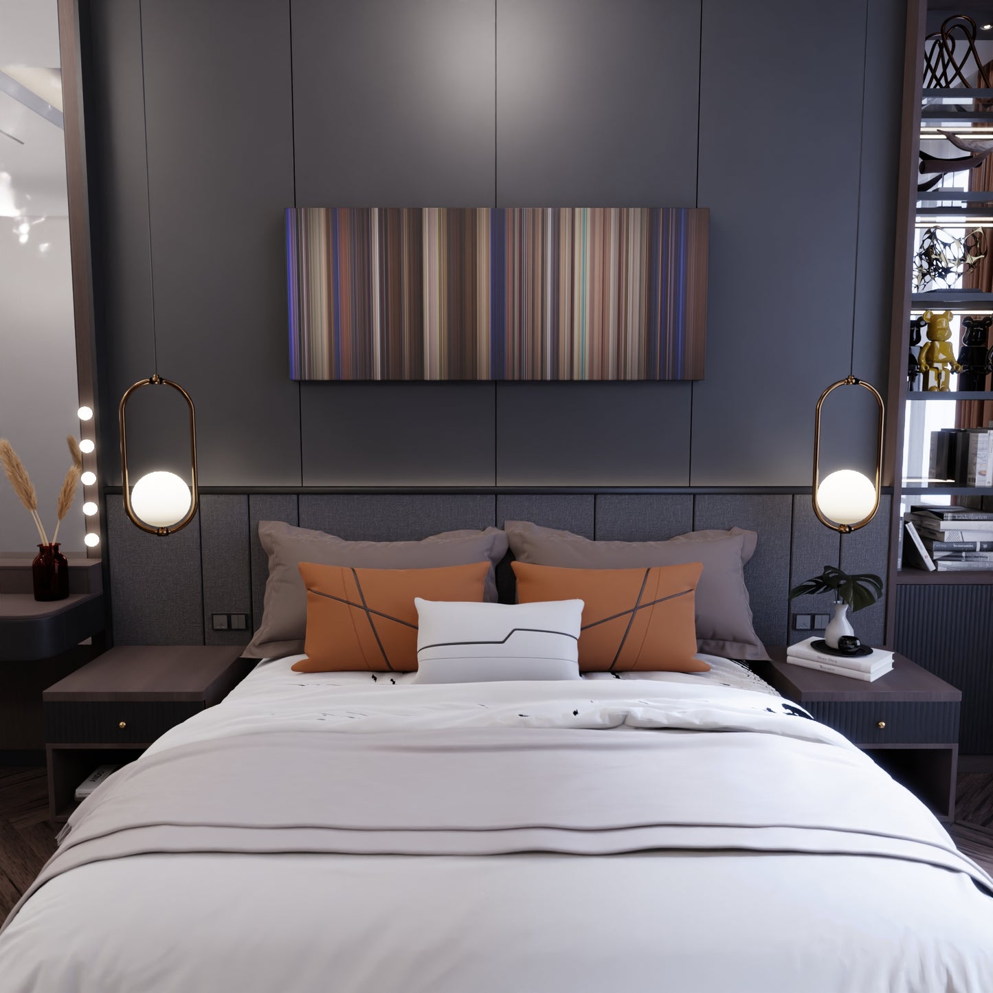 Bedroom interior with Bill & Ted's Excellent Adventure Frome on the wall