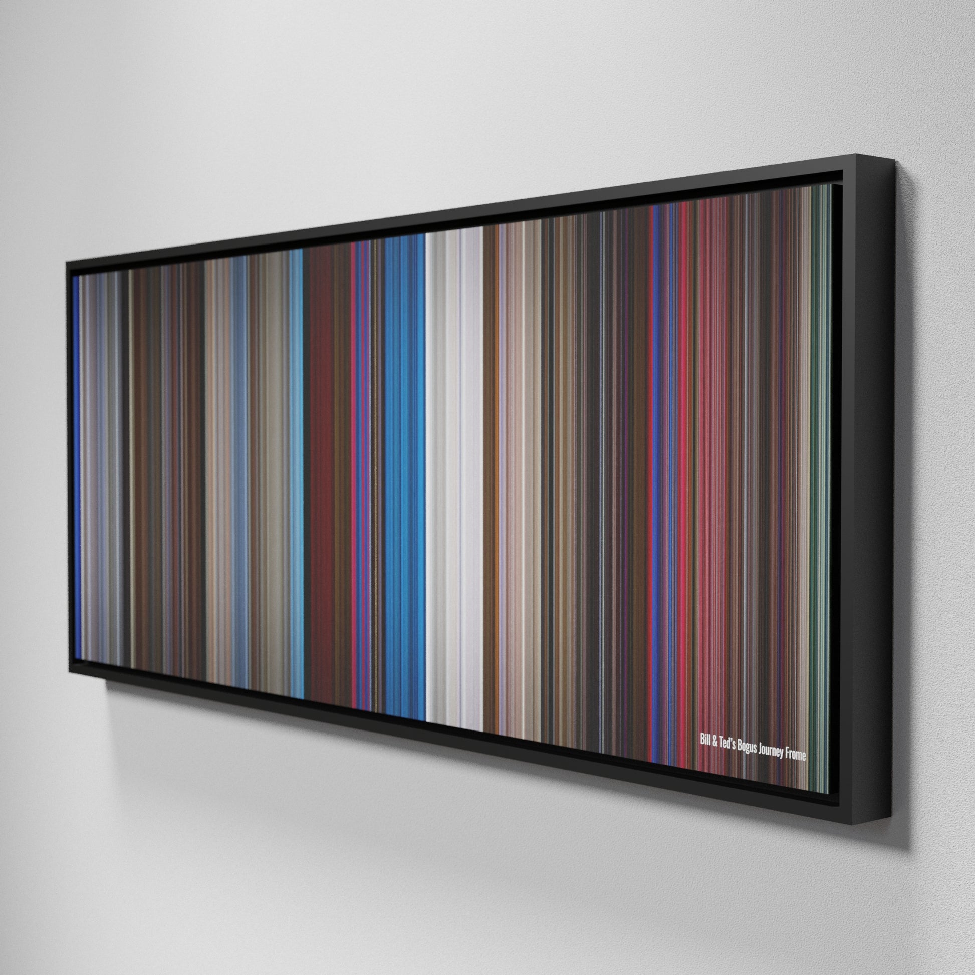 Side view of Framed Buff's of Bill & Ted's Bogus Journey Frome on the wall