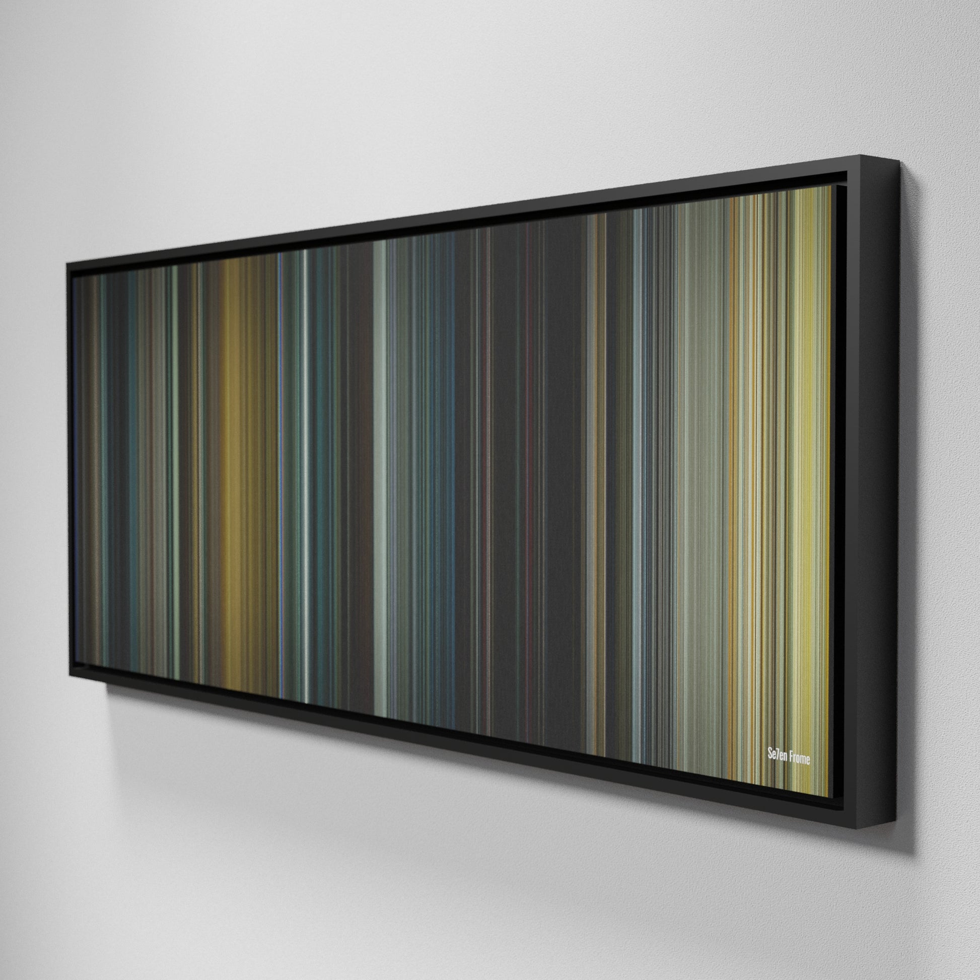 Side view of Framed Buff's of Se7en Frome on the wall