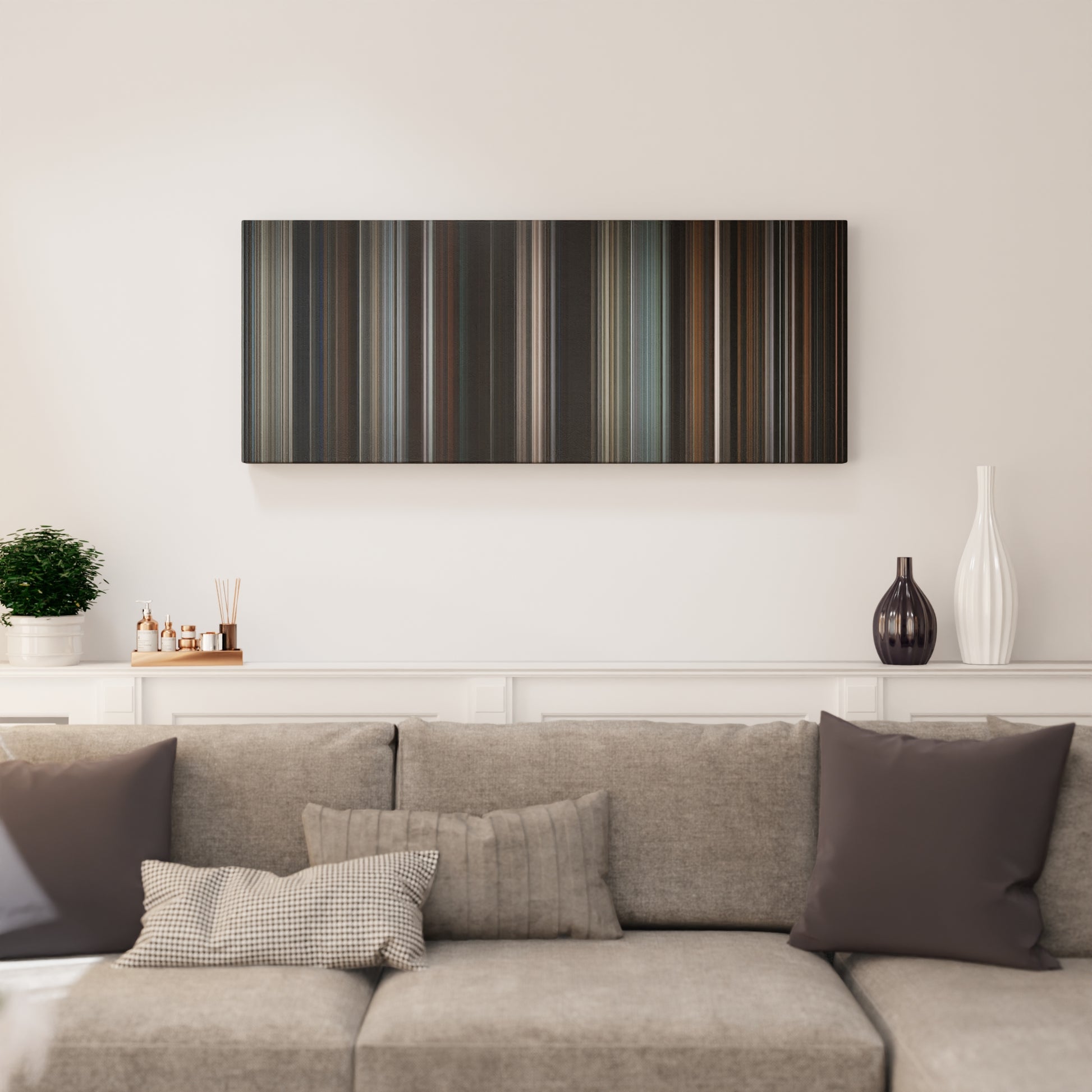 Living room interior with Heat Frome on the wall