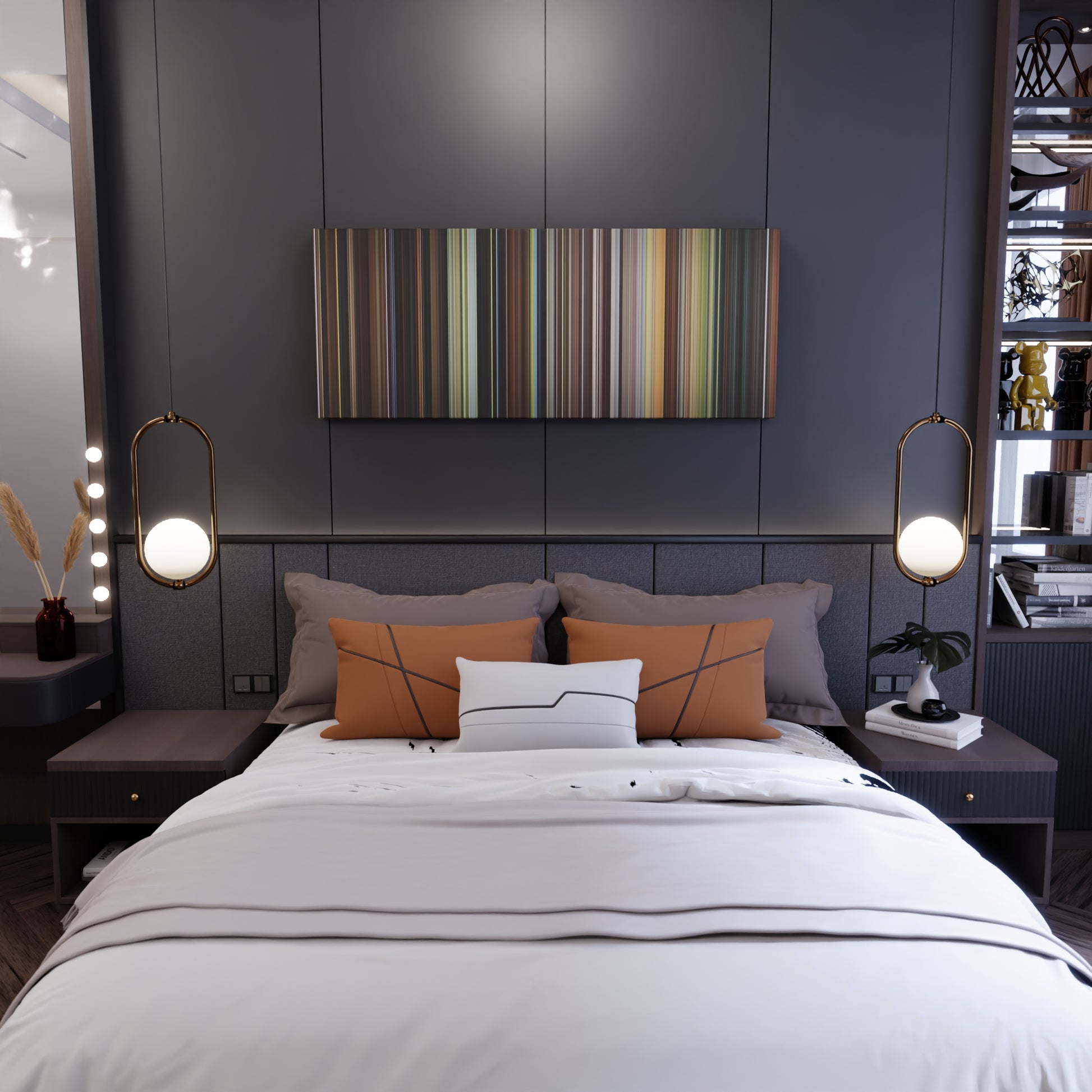 Bedroom interior with Stardust Frome on the wall