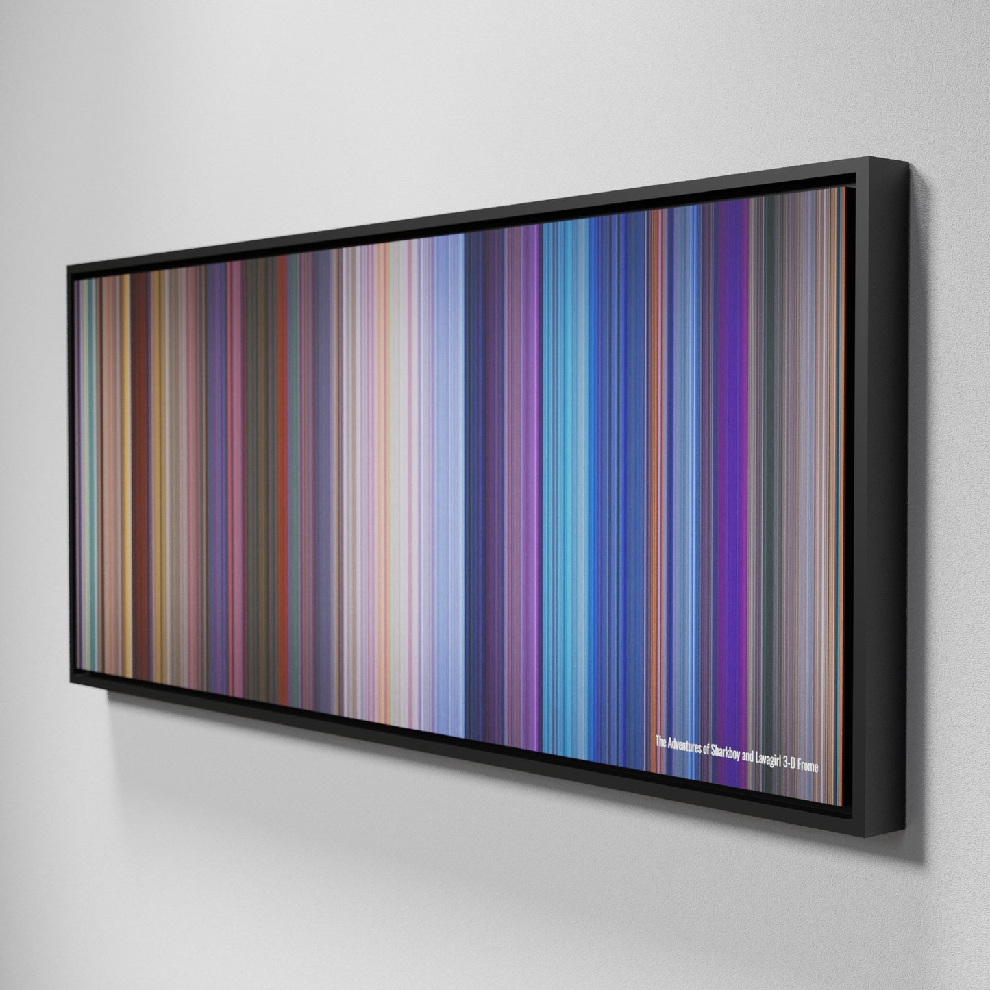 Side view of Framed Buff's of The Adventures of Sharkboy and Lavagirl 3-D Frome on the wall