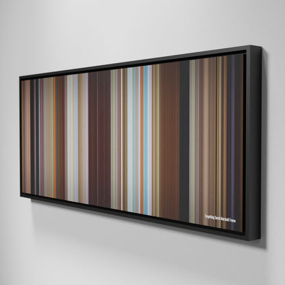 Side view of Framed Buff's of Forgetting Sarah Marshall Frome on the wall