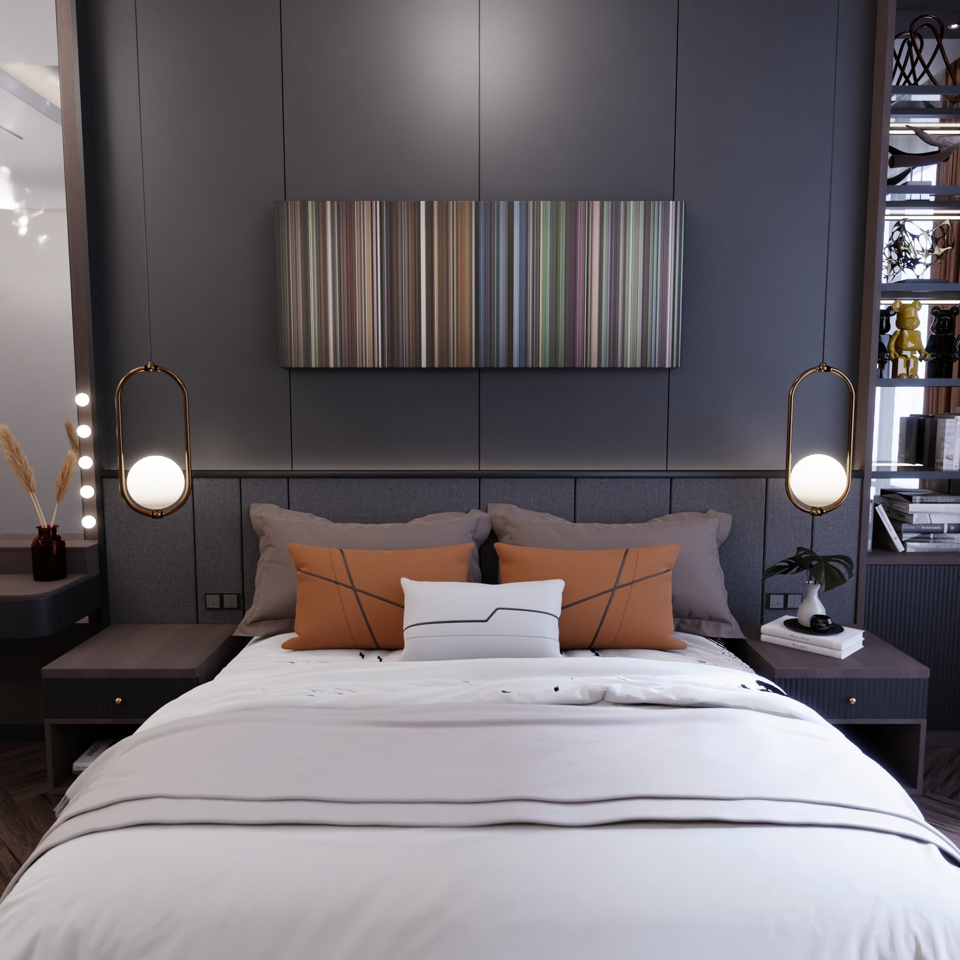 Bedroom interior with Requiem for a Dream Frome on the wall