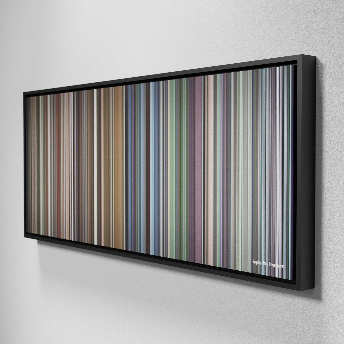 Side view of Framed Buff's of Requiem for a Dream Frome on the wall