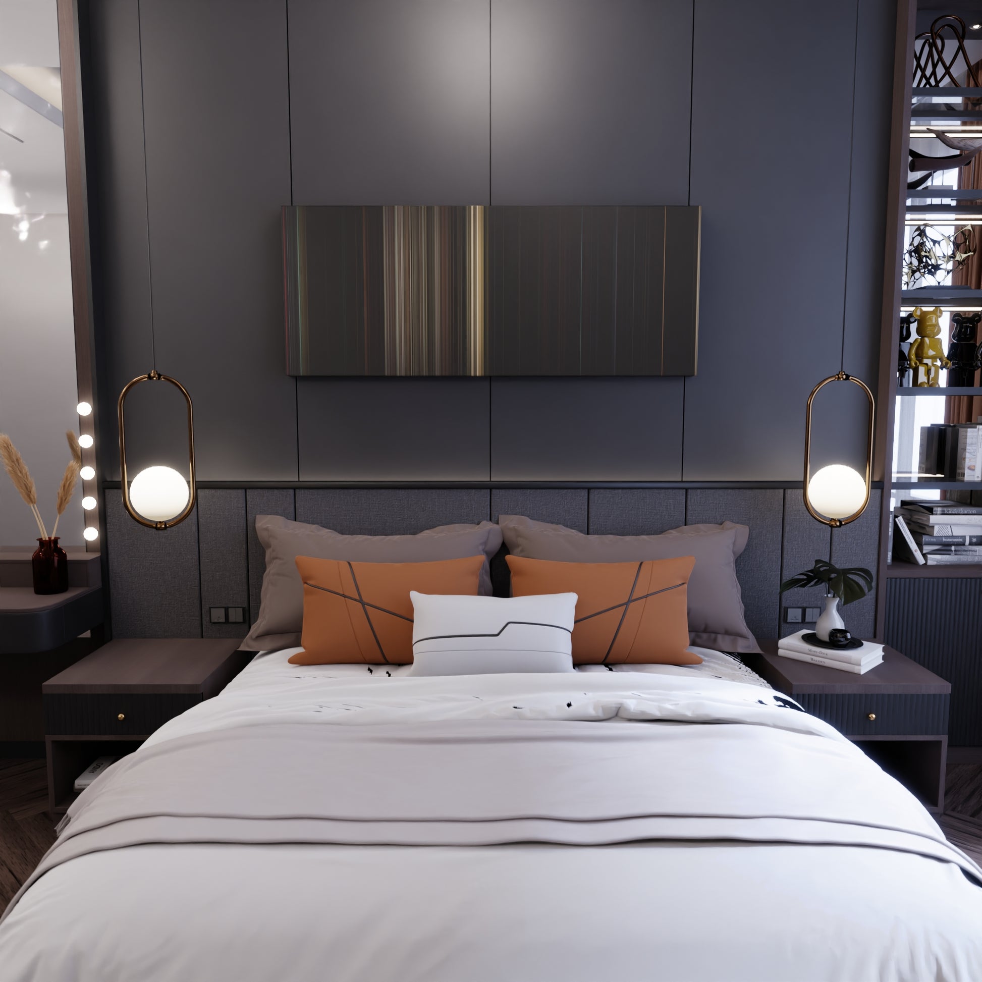 Bedroom interior with Friday the 13th Frome on the wall