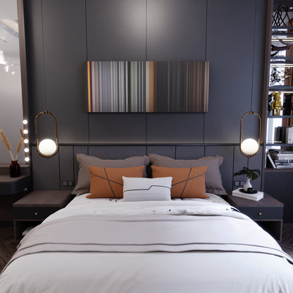 Bedroom interior with The Texas Chain Saw Massacre Frome on the wall