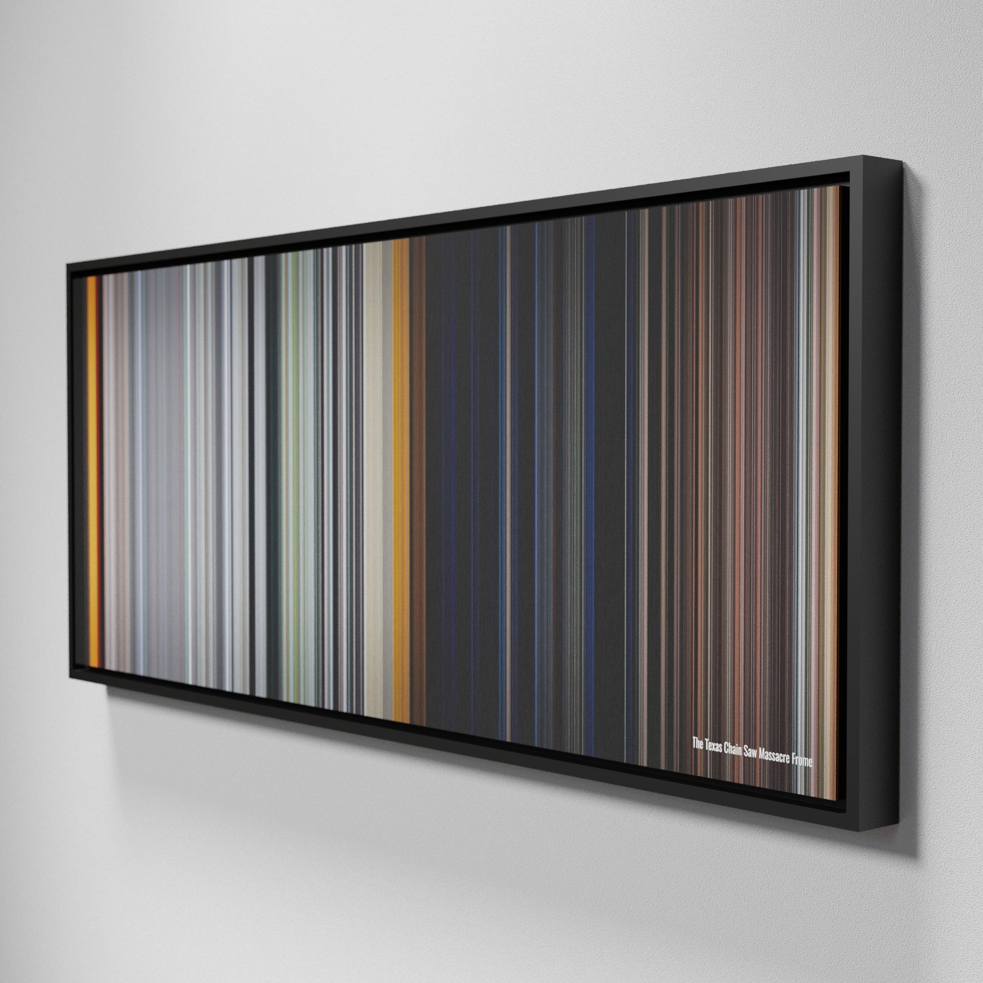 Side view of Framed Buff's of The Texas Chain Saw Massacre Frome on the wall