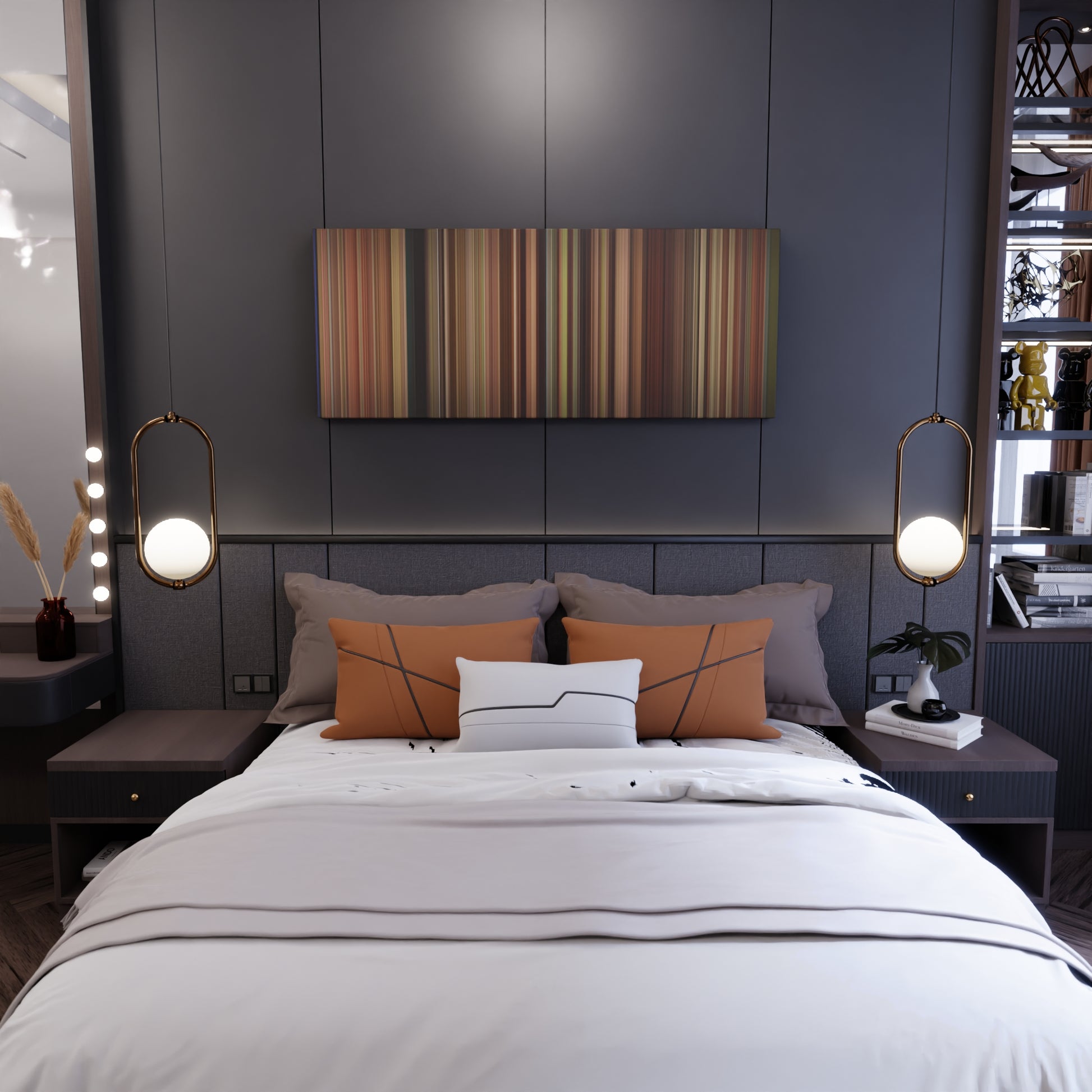 Bedroom interior with The Help Frome on the wall