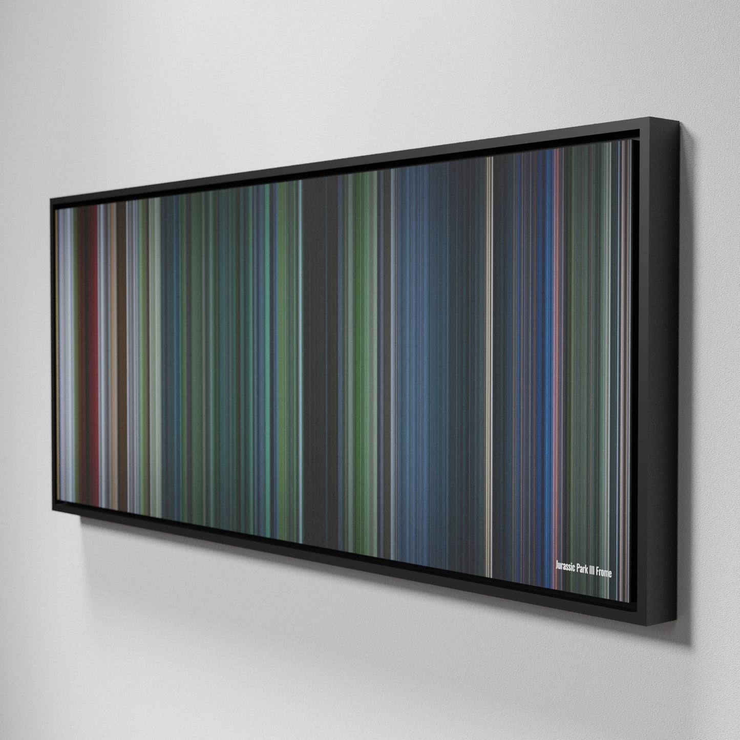 Side view of Framed Buff's of Jurassic Park III Frome on the wall