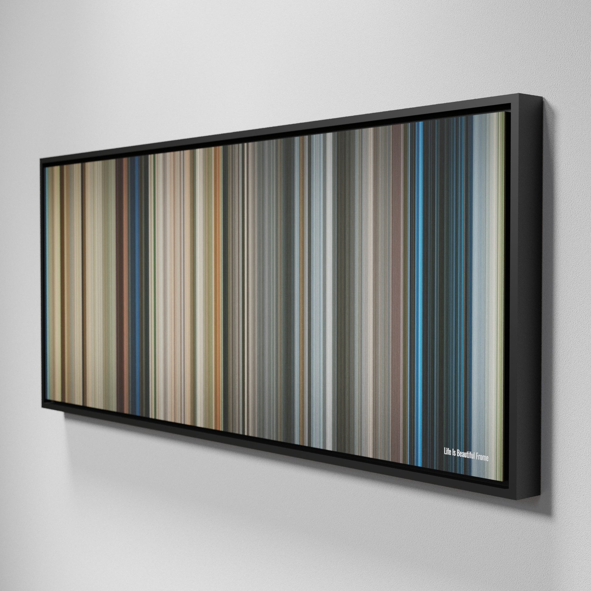 Side view of Framed Buff's of Life Is Beautiful Frome on the wall