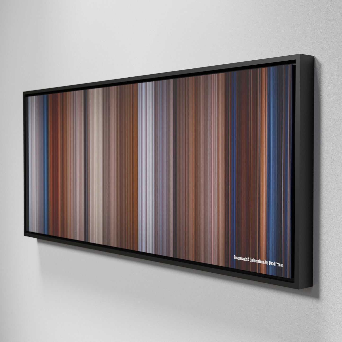 Side view of Framed Buff's of Rosencrantz & Guildenstern Are Dead Frome on the wall