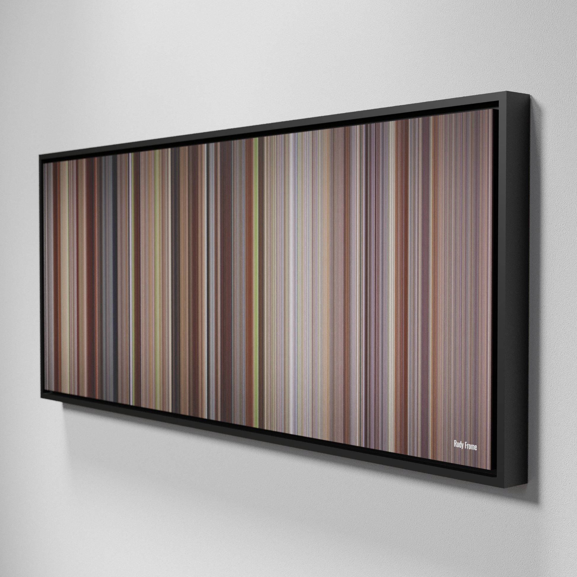 Side view of Framed Buff's of Rudy Frome on the wall