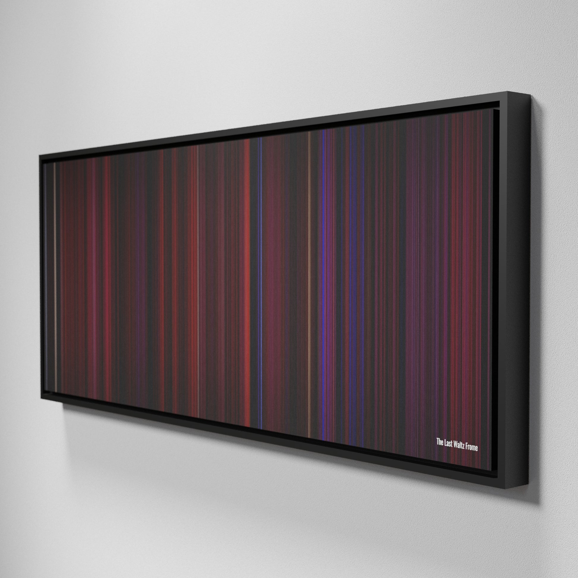 Side view of Framed Buff's of The Last Waltz Frome on the wall