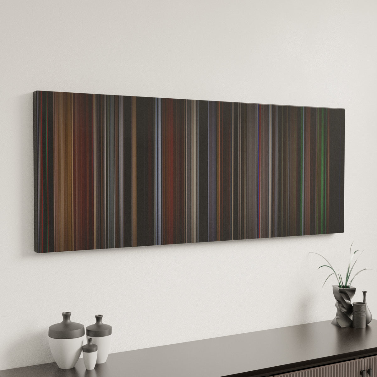 Vertigo canvas art in modern interior - movie color palette