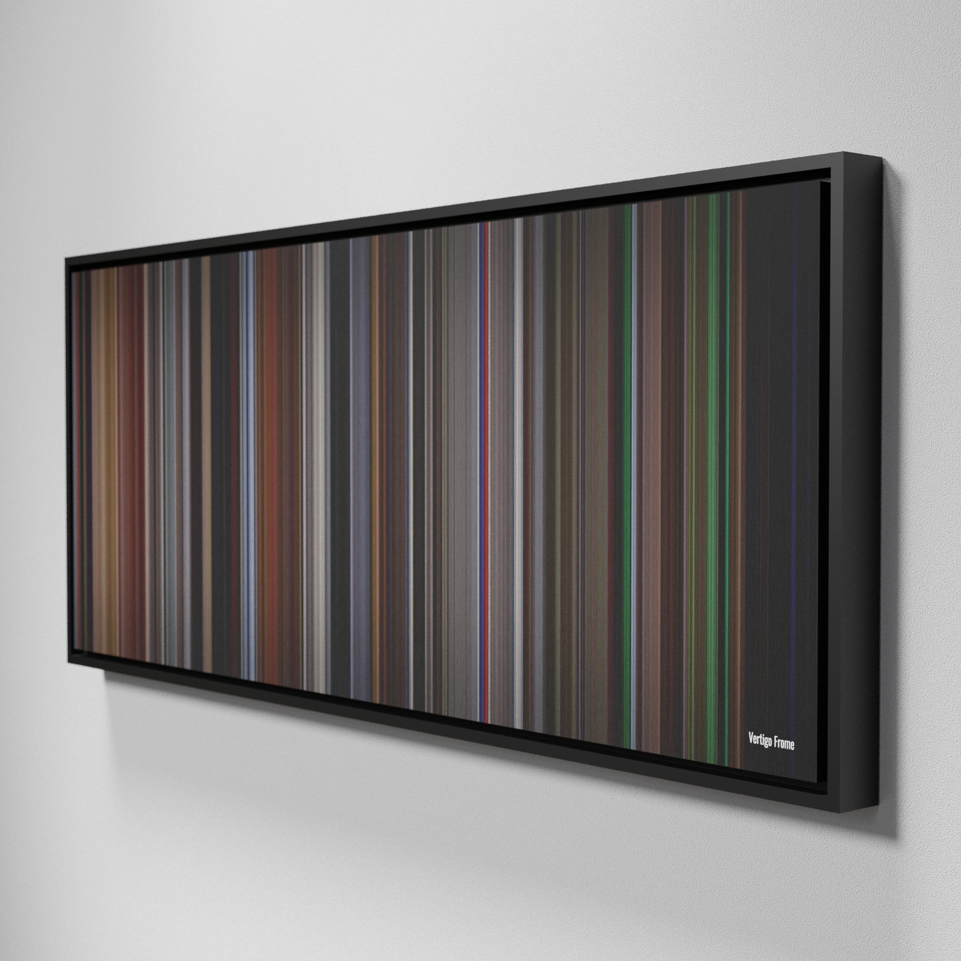 Side view of Framed Buff's of Vertigo Frome on the wall