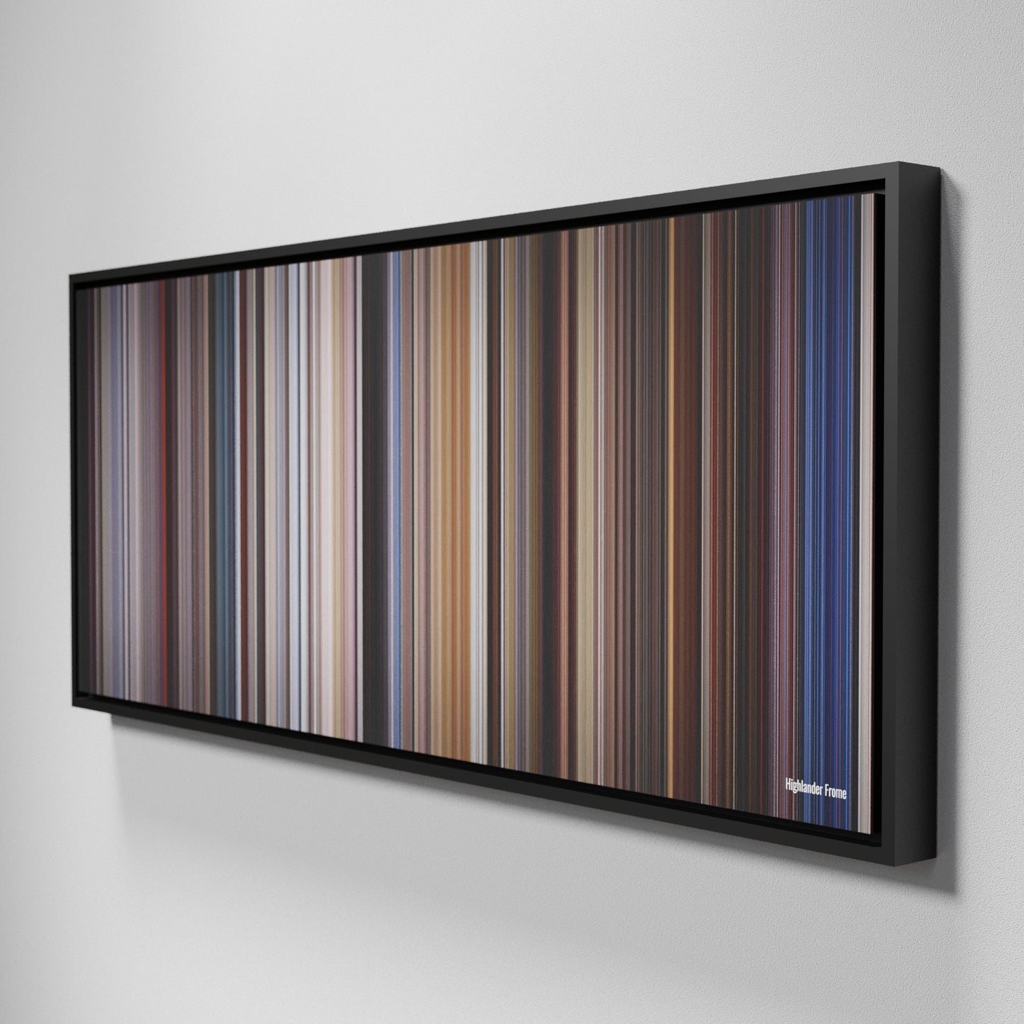 Side view of Framed Buff's of Highlander Frome on the wall