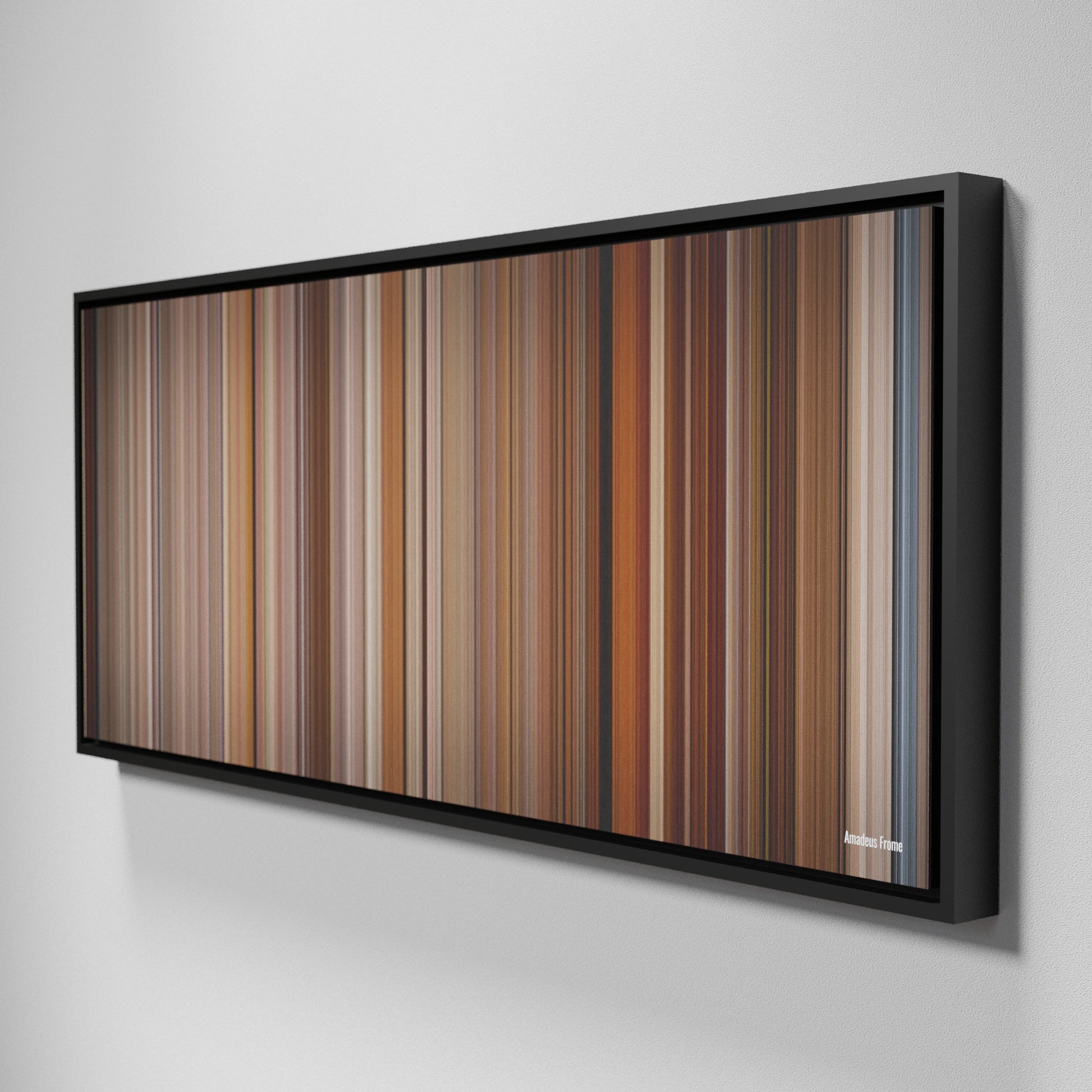 Side view of Framed Buff's of Amadeus Frome on the wall