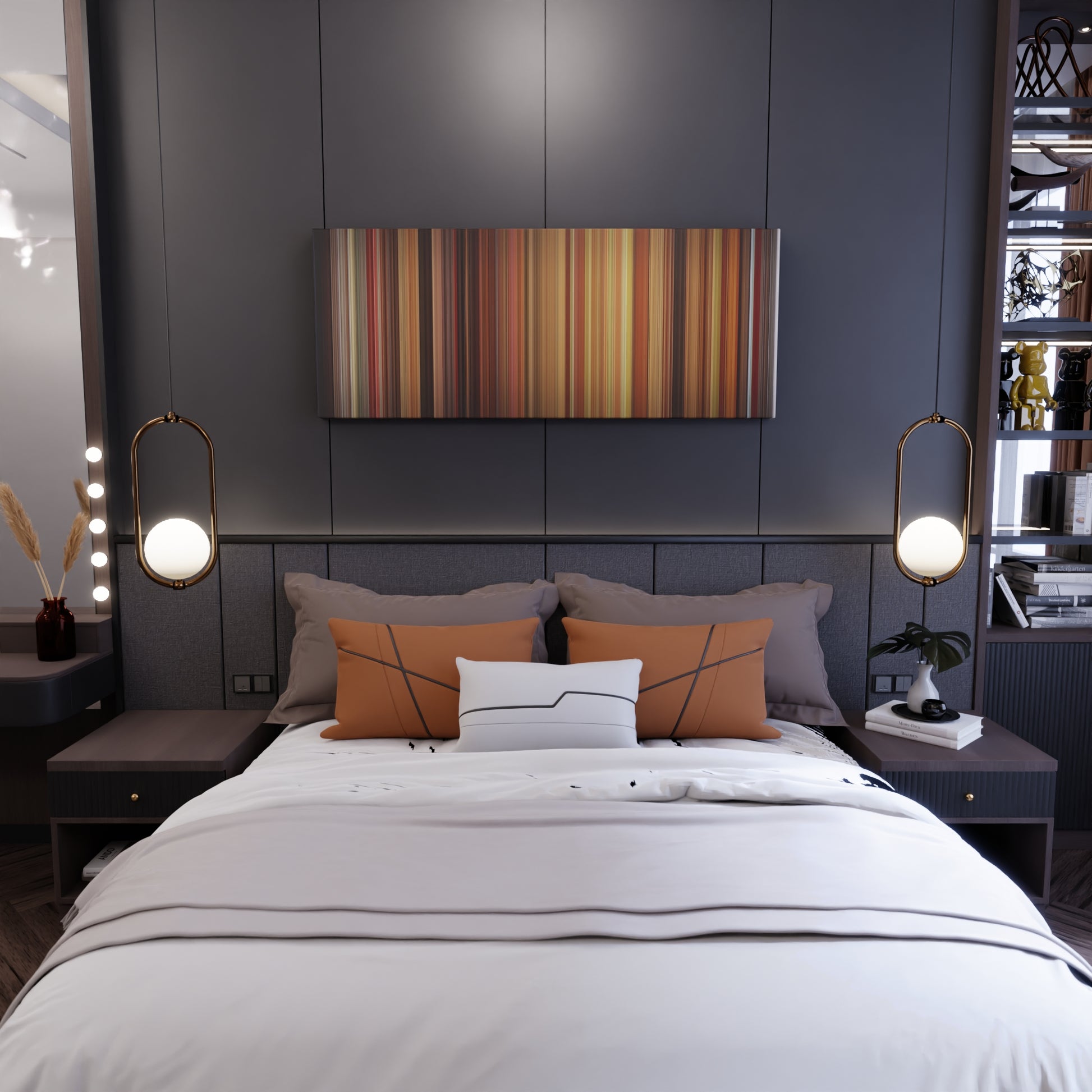 Bedroom interior with Somewhere in Time Frome on the wall