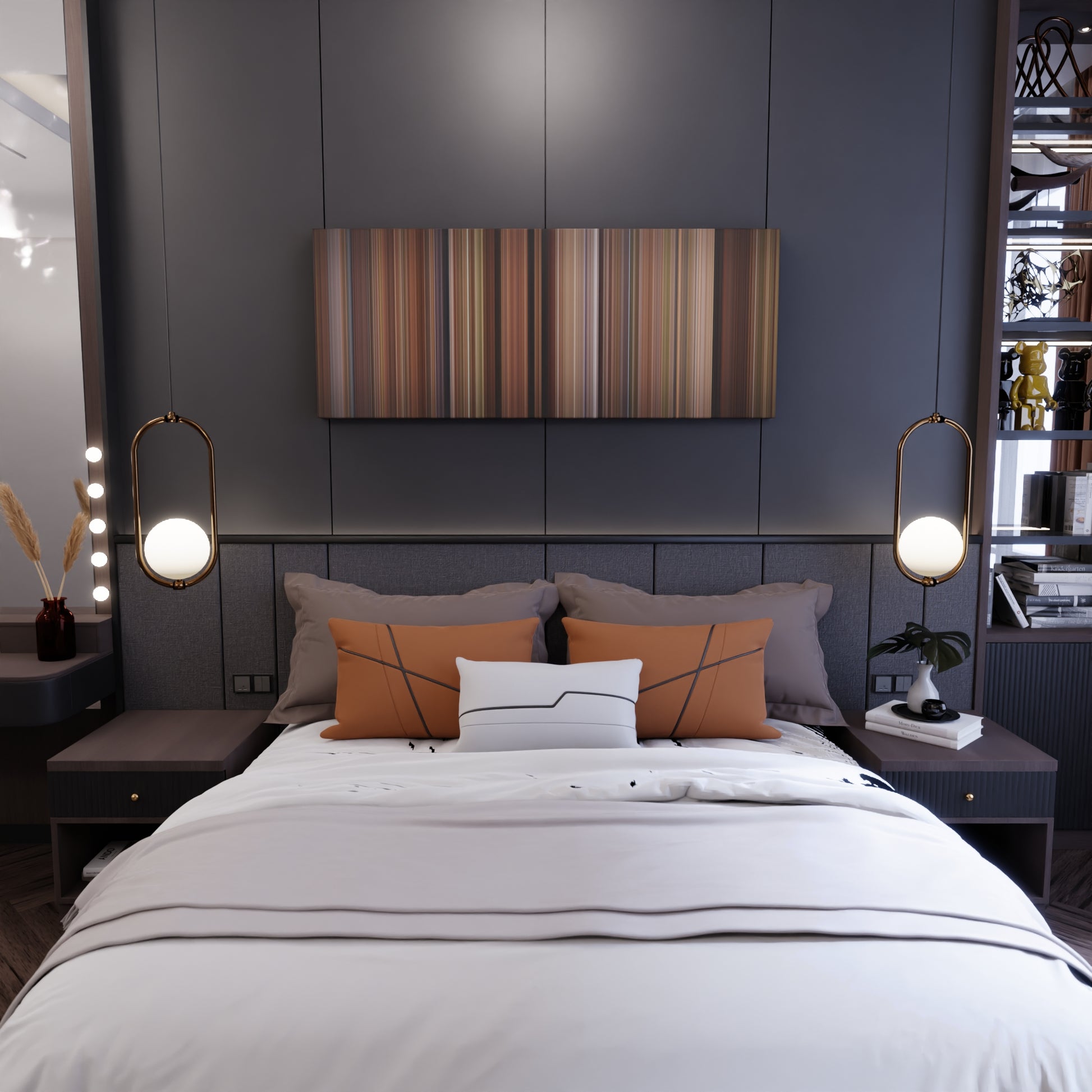 Bedroom interior with Under the Tuscan Sun Frome on the wall