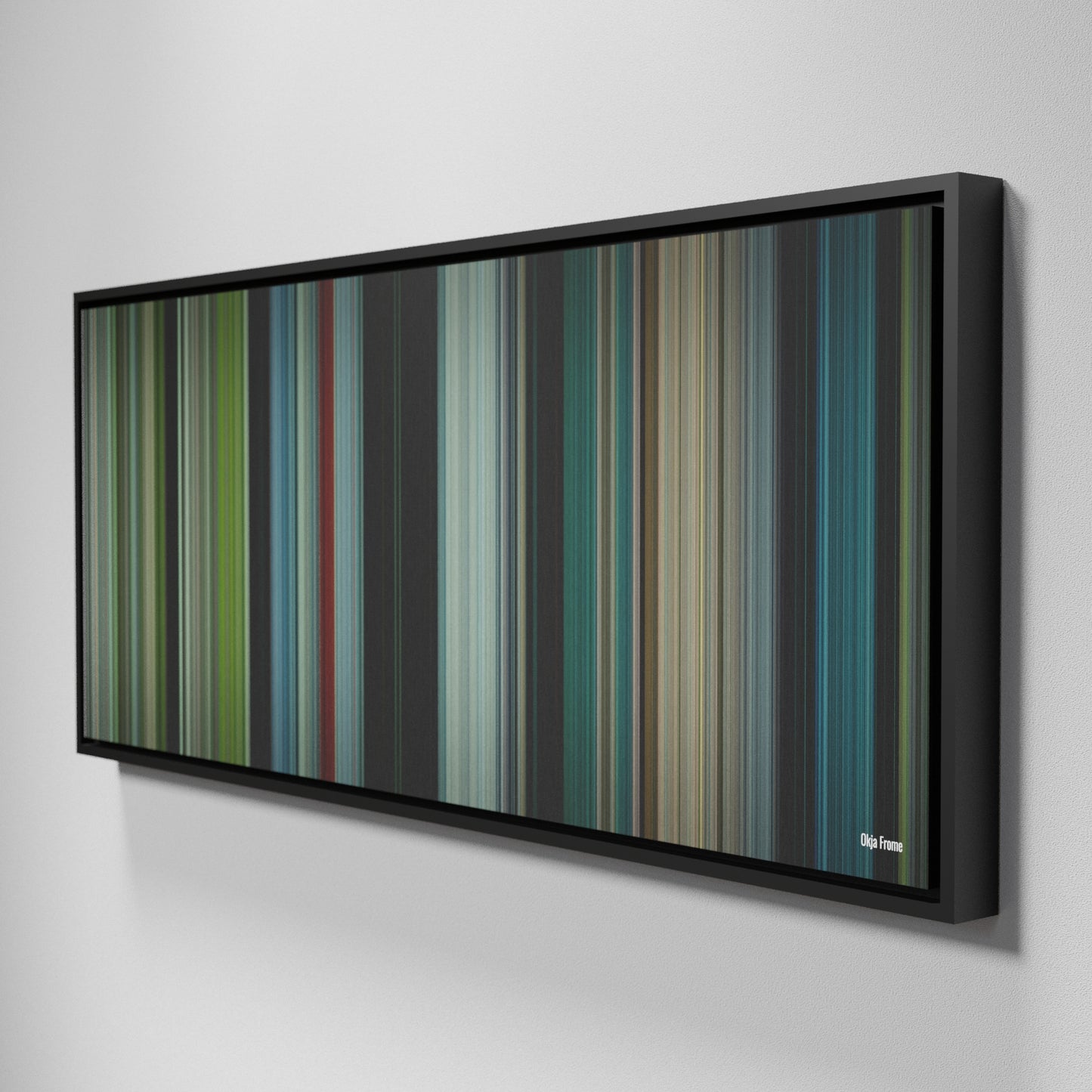 Side view of Framed Buff's of Okja Frome on the wall