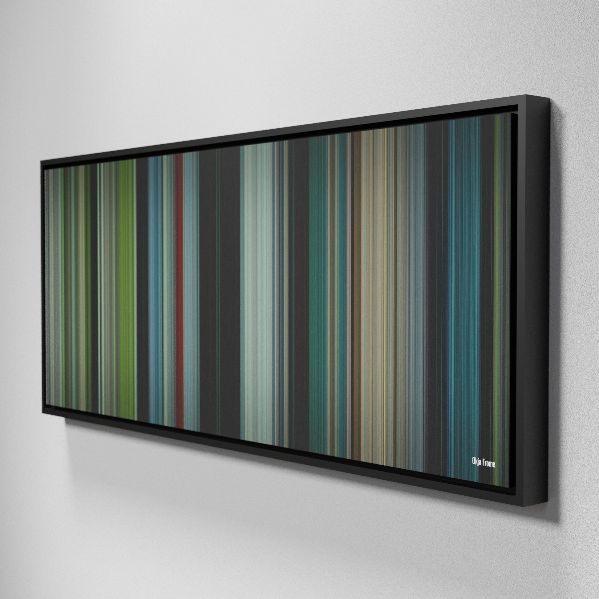 Side view of Framed Buff's of Okja Frome on the wall