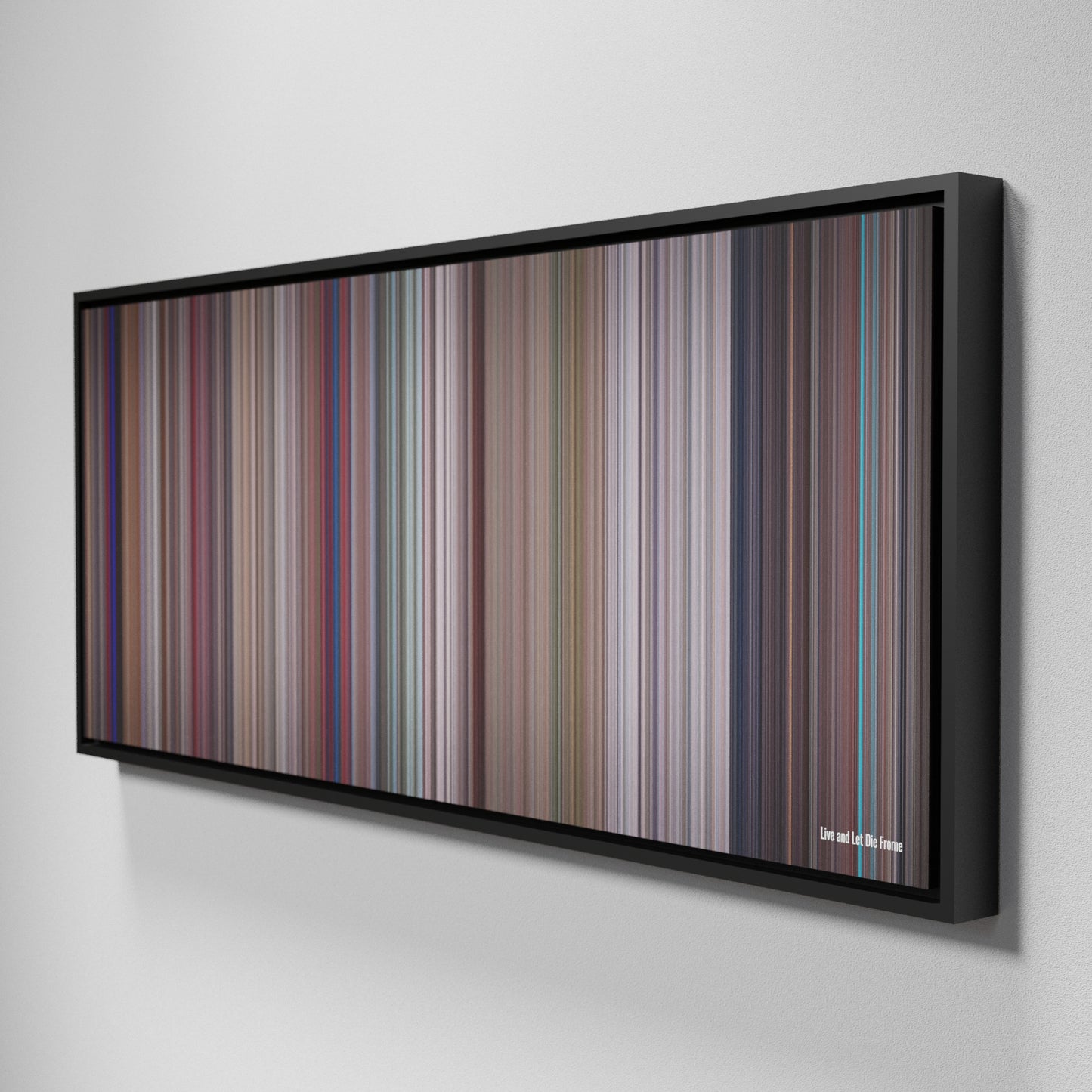 Side view of Framed Buff's of Live and Let Die Frome on the wall