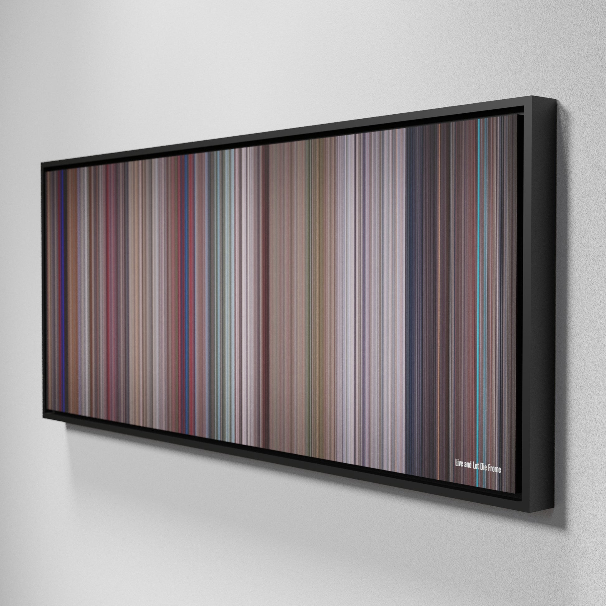 Side view of Framed Buff's of Live and Let Die Frome on the wall